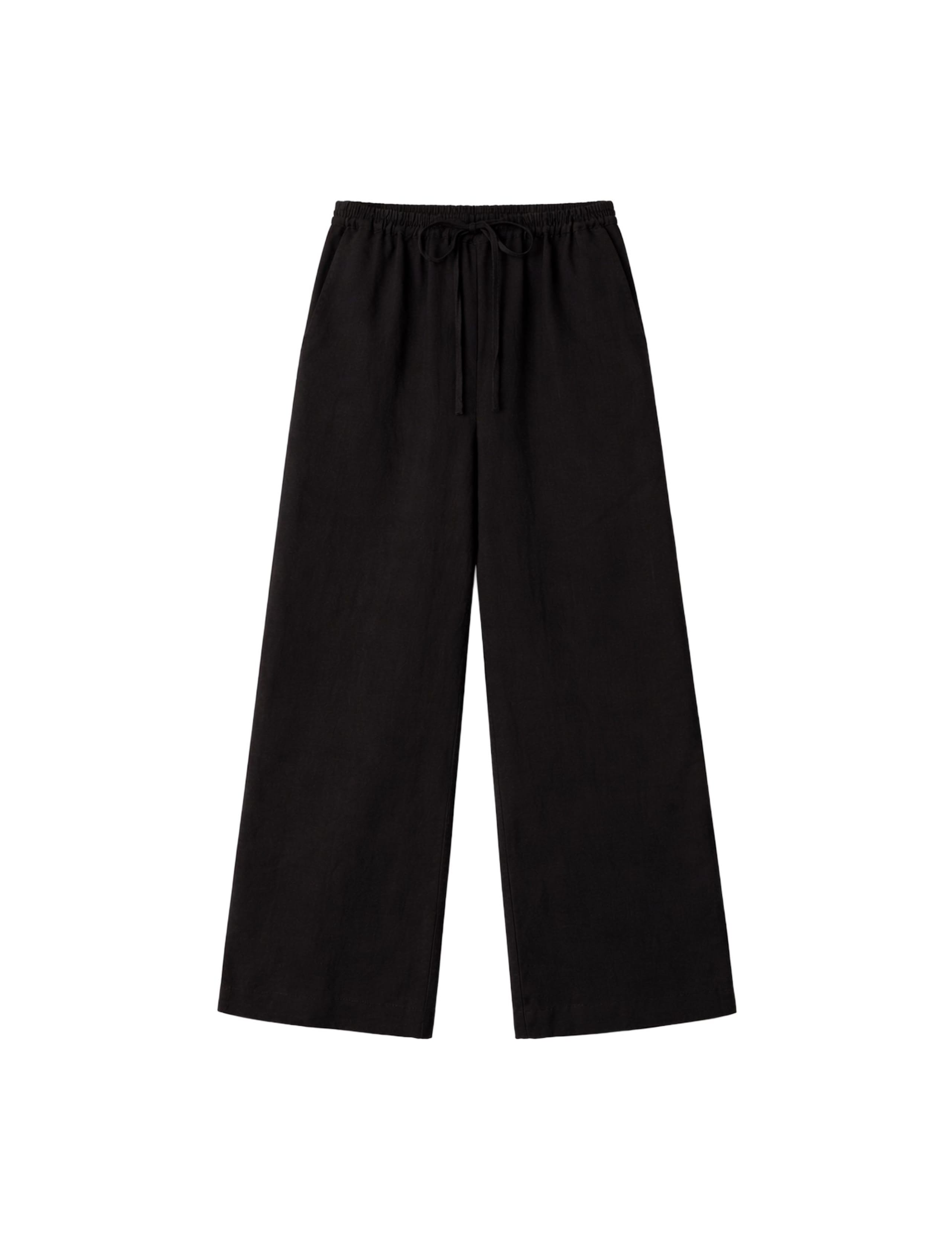 Drawstring Wide Leg Trousers with Linen 2 of 5