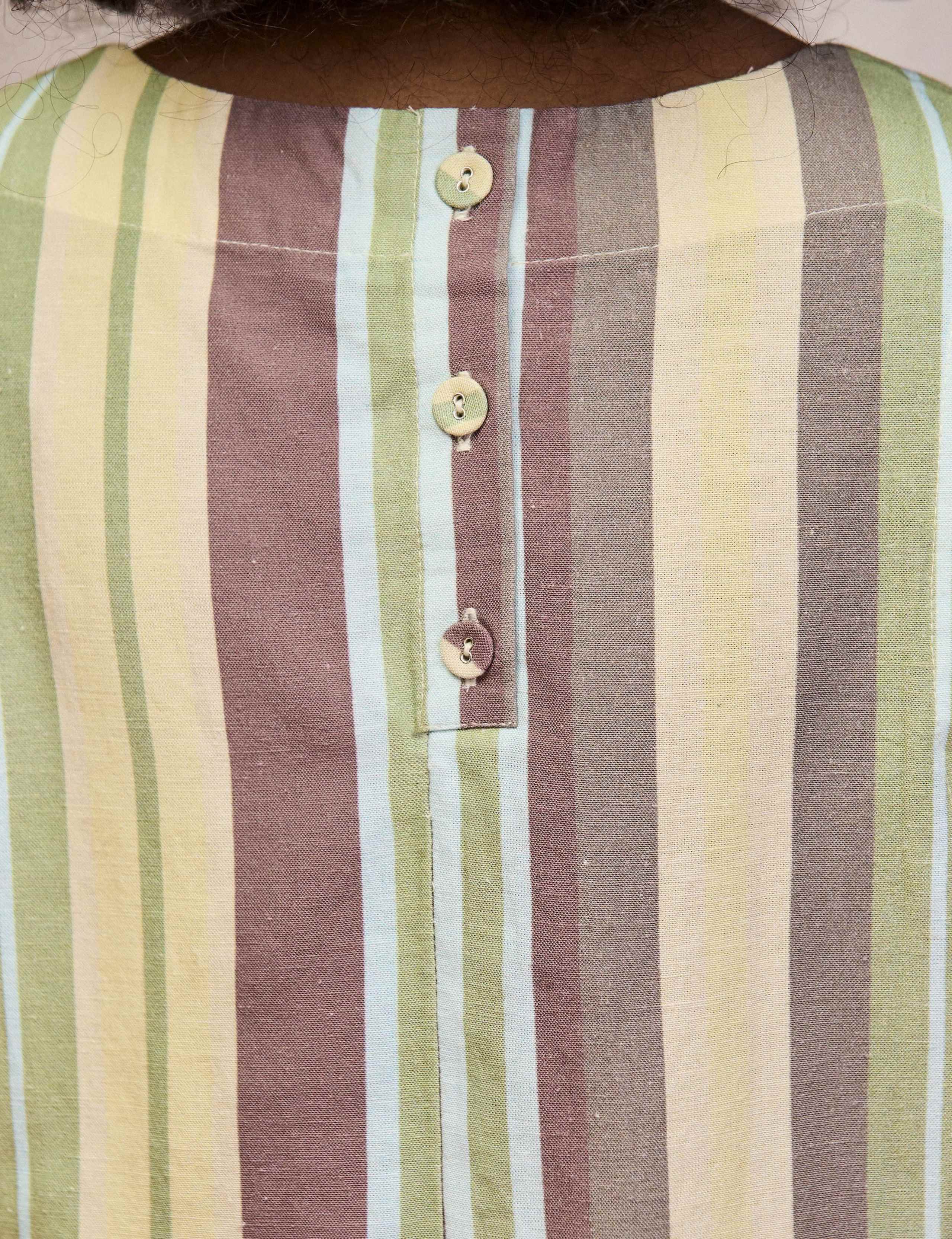 Cotton Blend Striped Top with Linen 4 of 4