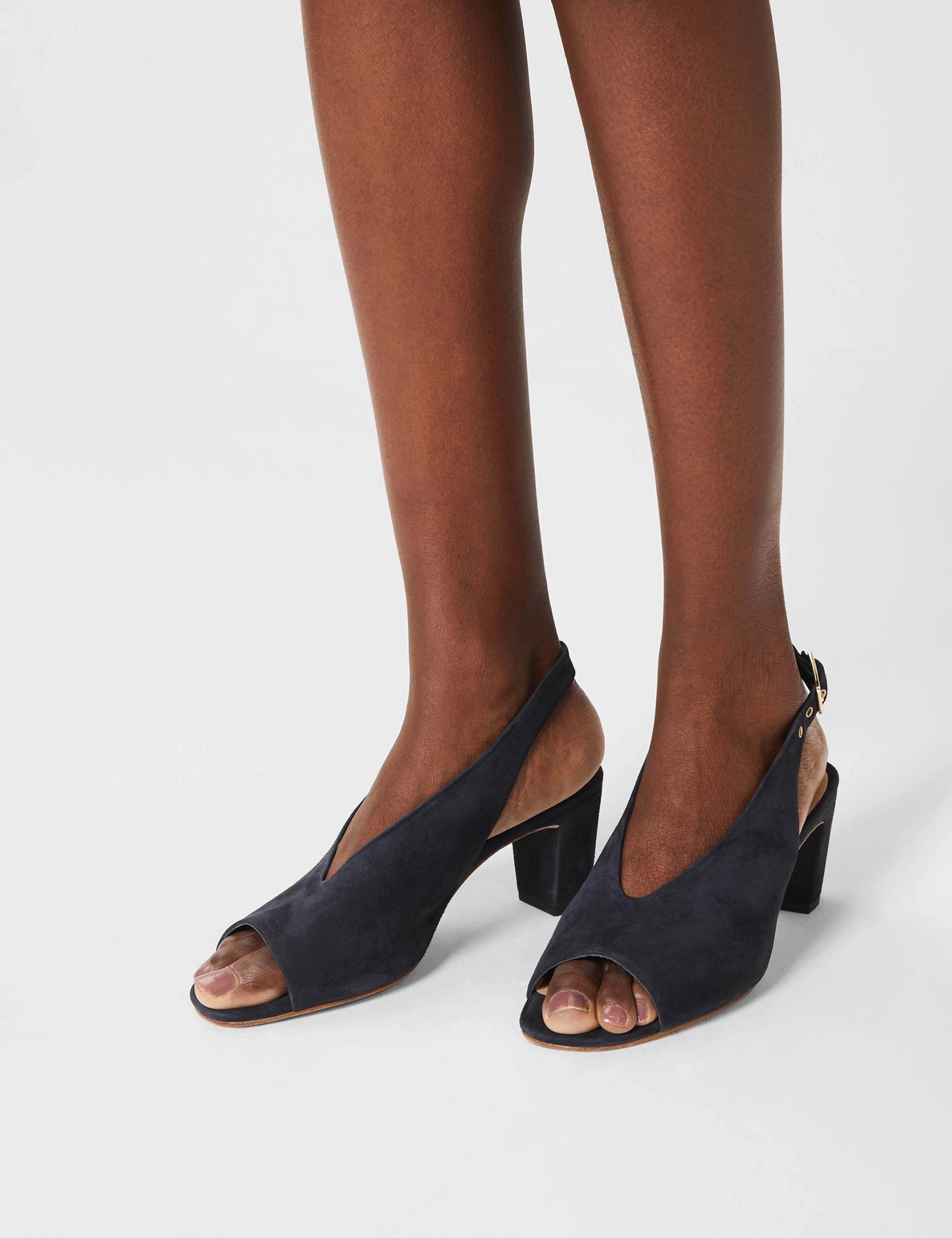 Suede Block Heel Slingback Sandals 3 of 6