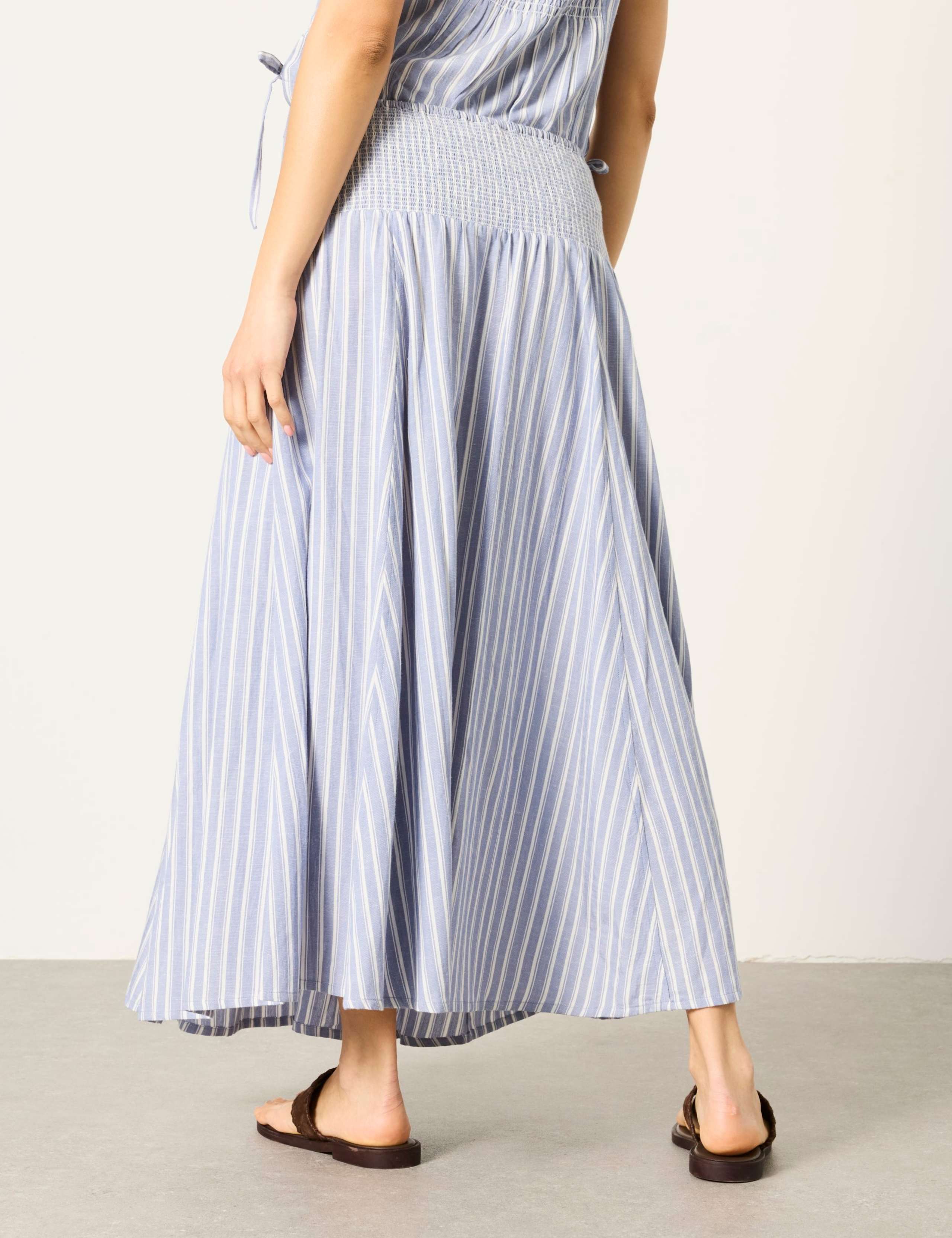 Striped Midi A-Line Skirt with Cotton 3 of 6