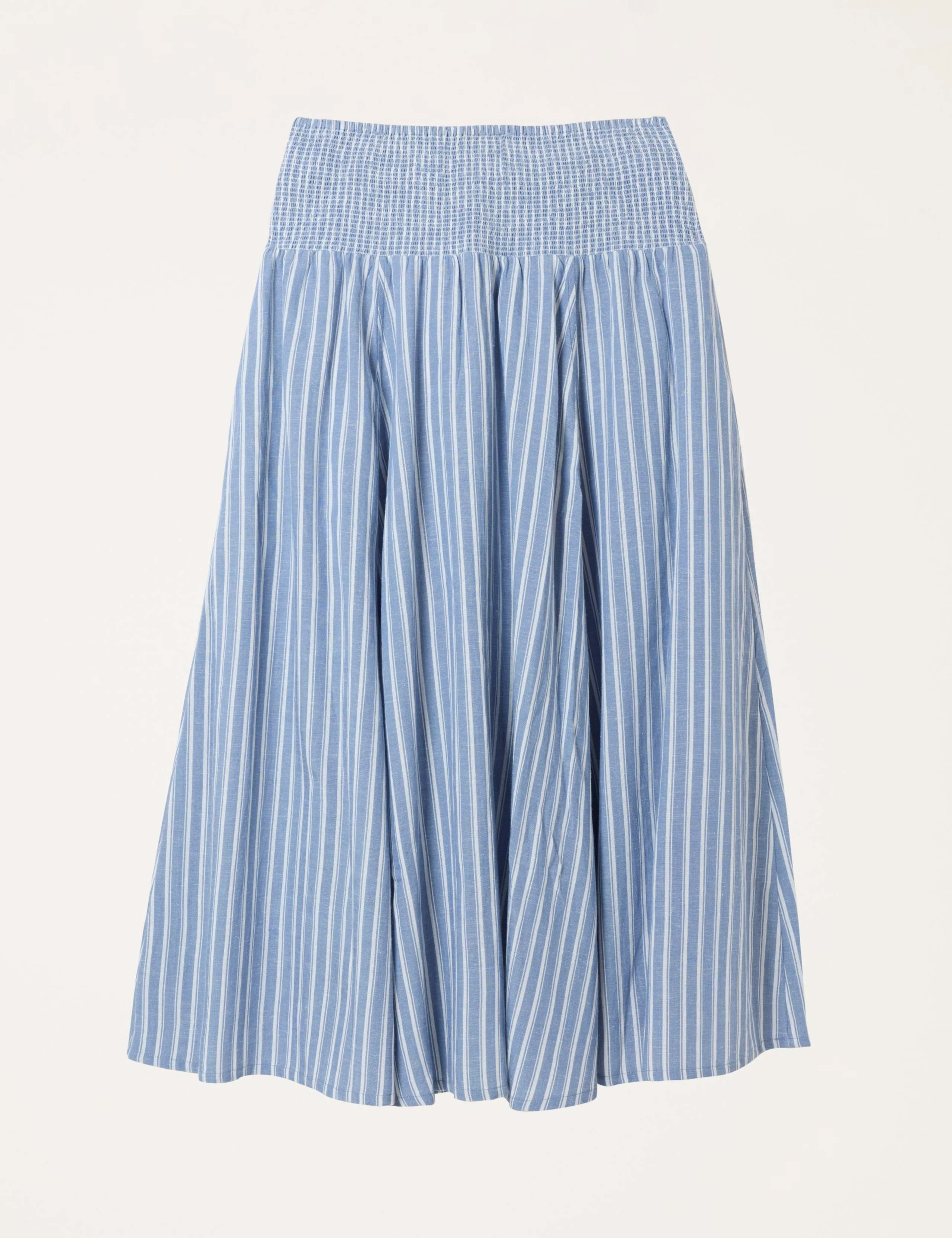 Striped Midi A-Line Skirt with Cotton 2 of 6