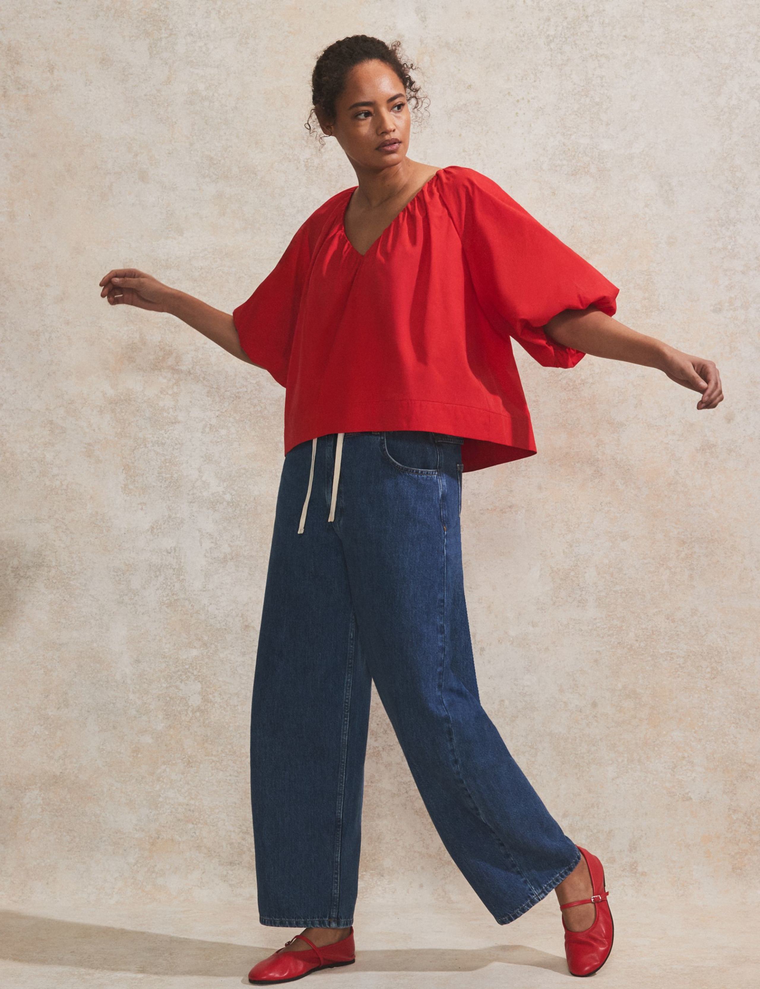 Pure Cotton V-Neck Puff Sleeve Top 2 of 5