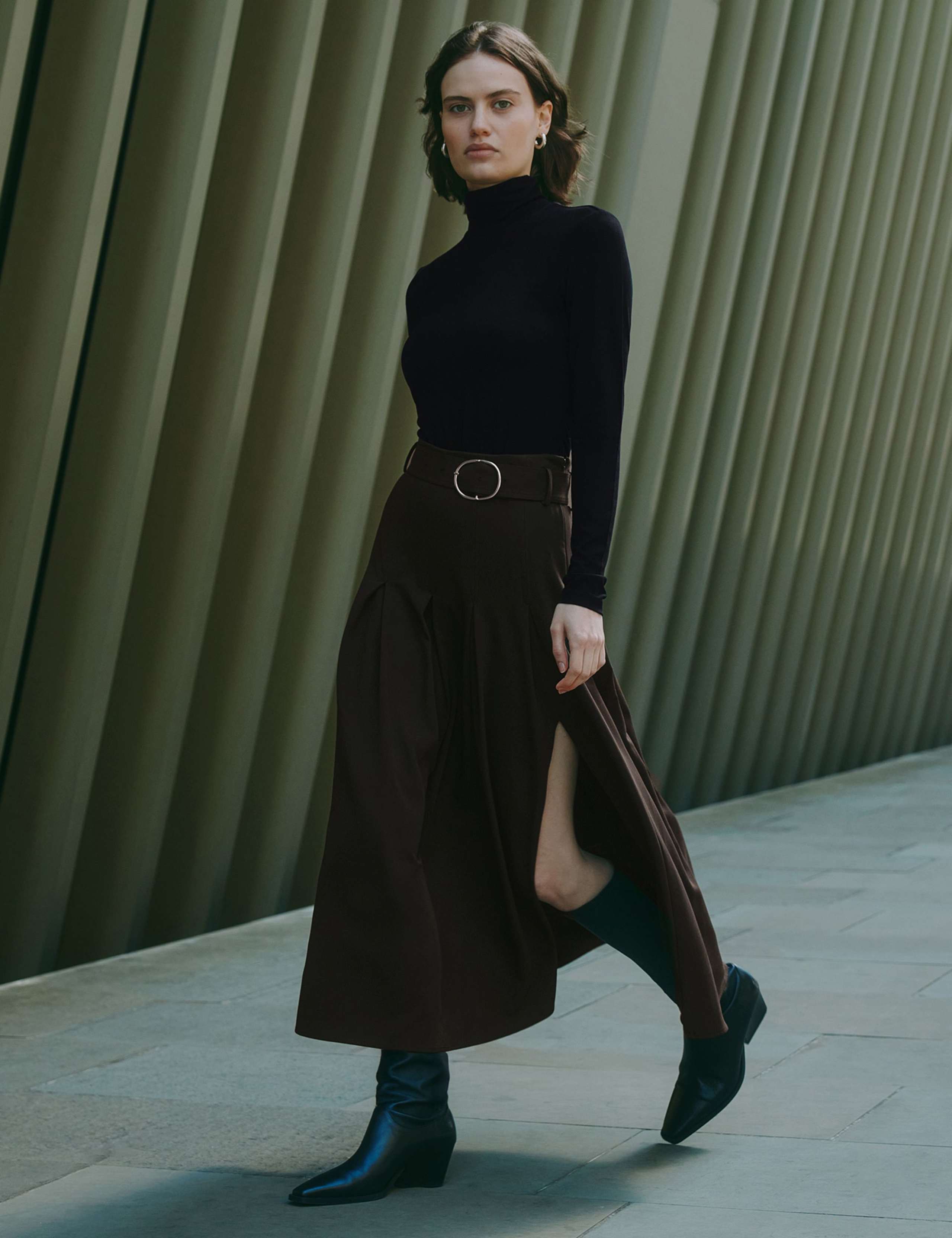 Tailored Pleated Midi Skirt 3 of 5