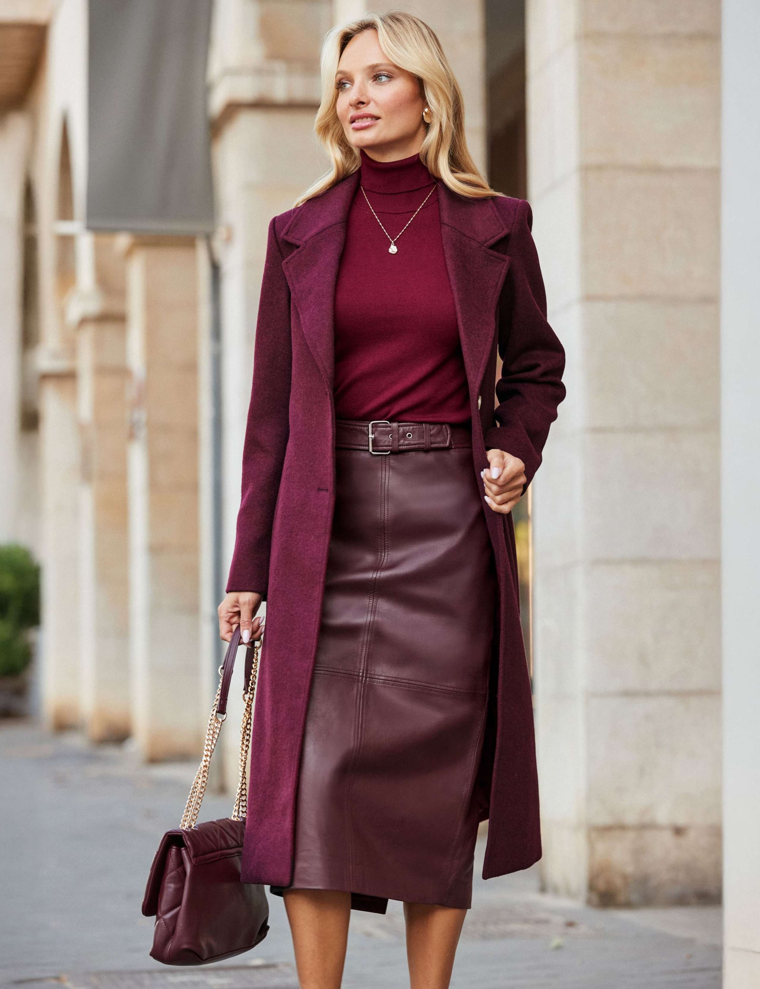 Leather Panelled Midi Pencil Skirt 3 of 6