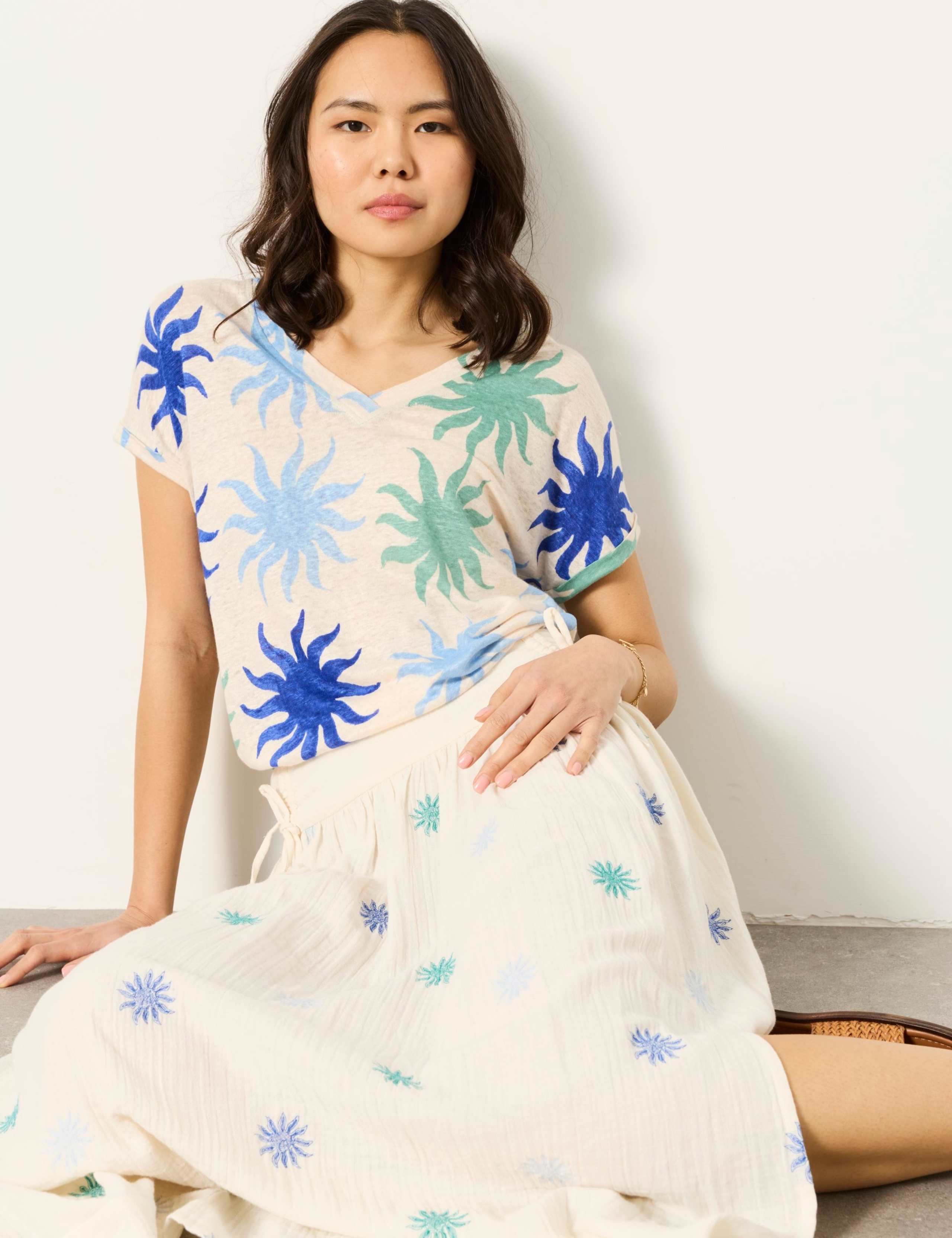 Pure Cotton Embroidered Midi A-Line Skirt 6 of 6