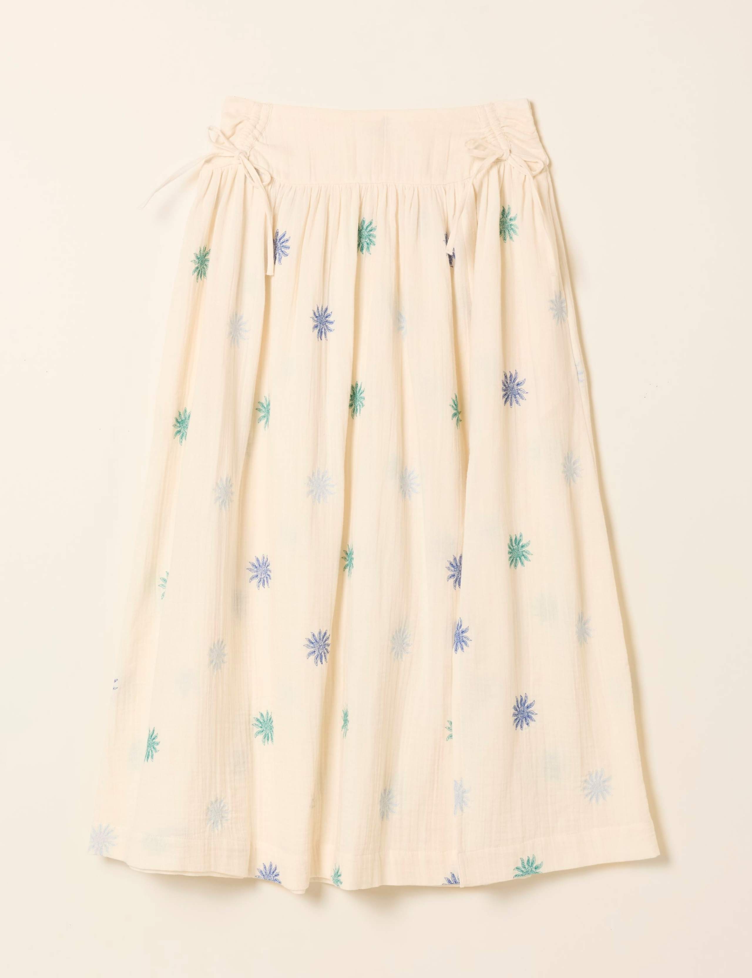Pure Cotton Embroidered Midi A-Line Skirt 2 of 6