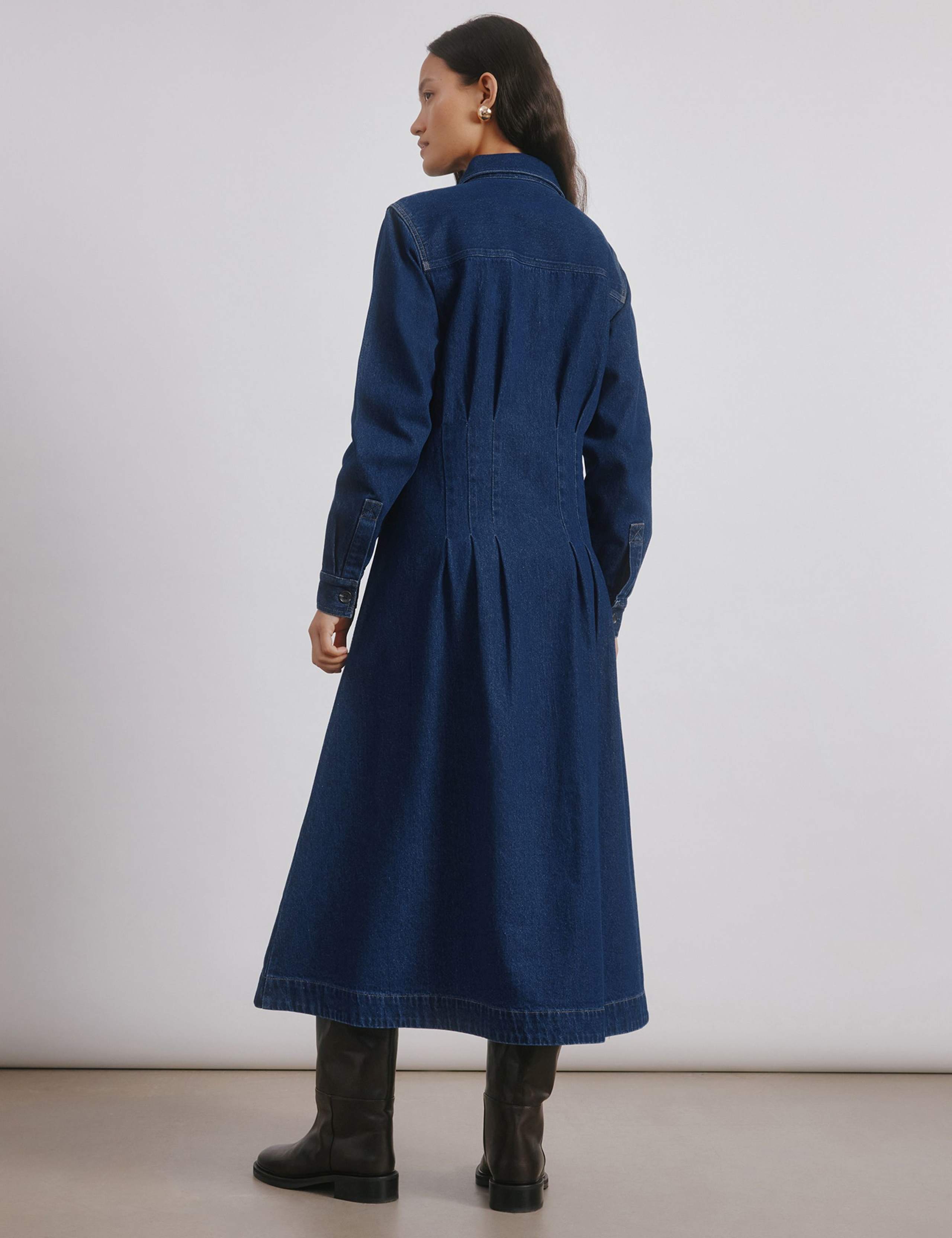 Denim Button Front Midi Dress 3 of 4