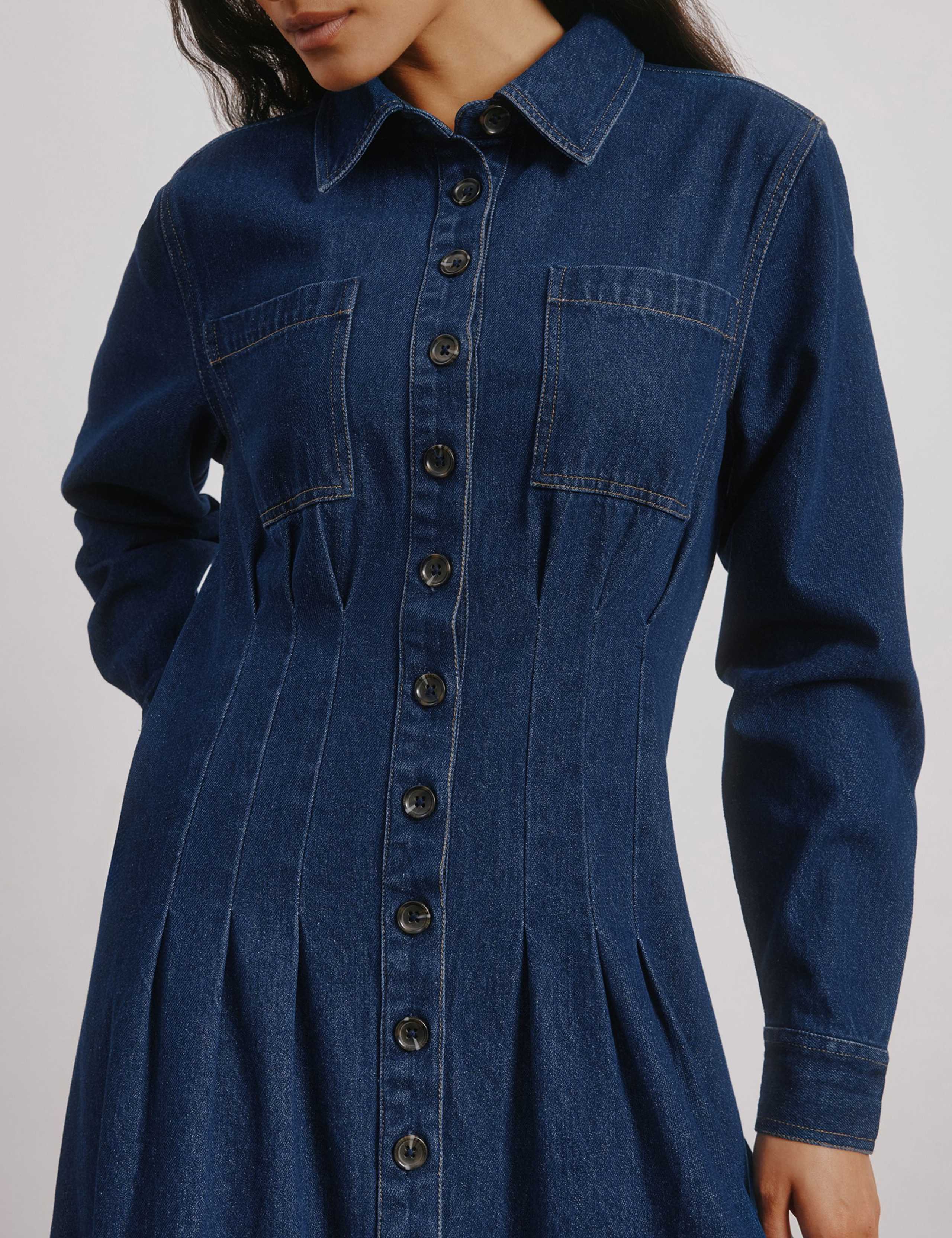 Denim Button Front Midi Dress 4 of 4