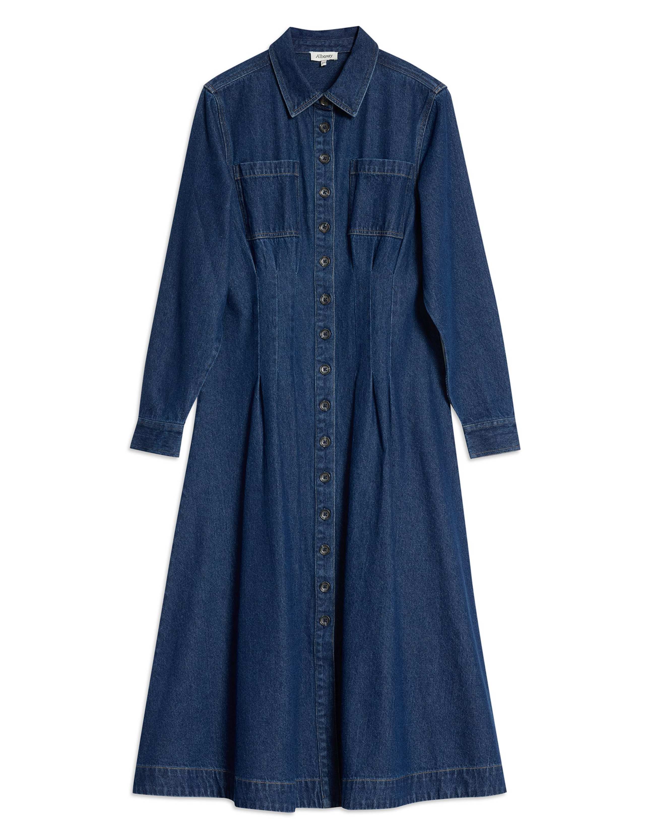 Denim Button Front Midi Dress 2 of 4