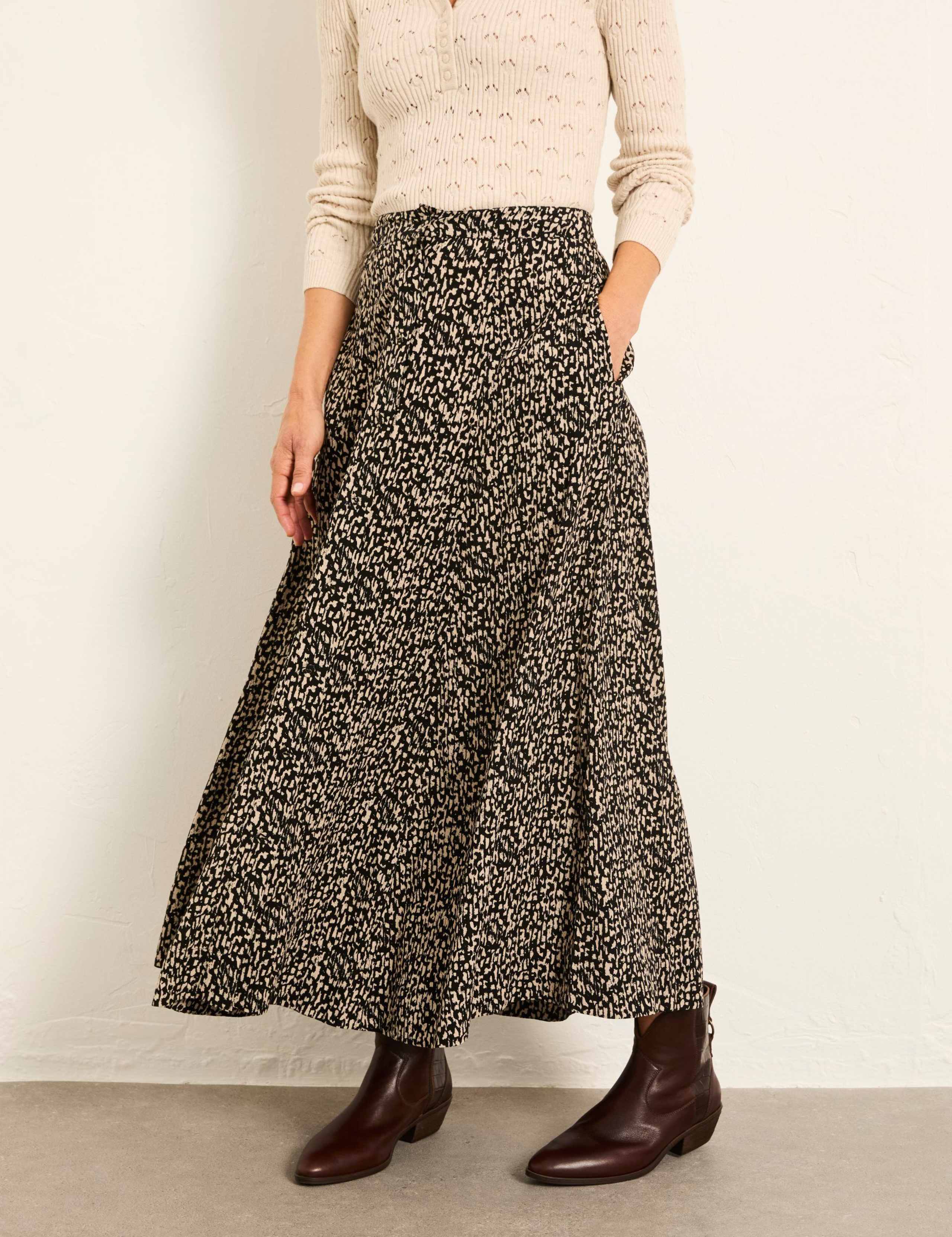 Printed Button Front A-Line Midi Skirt 6 of 6