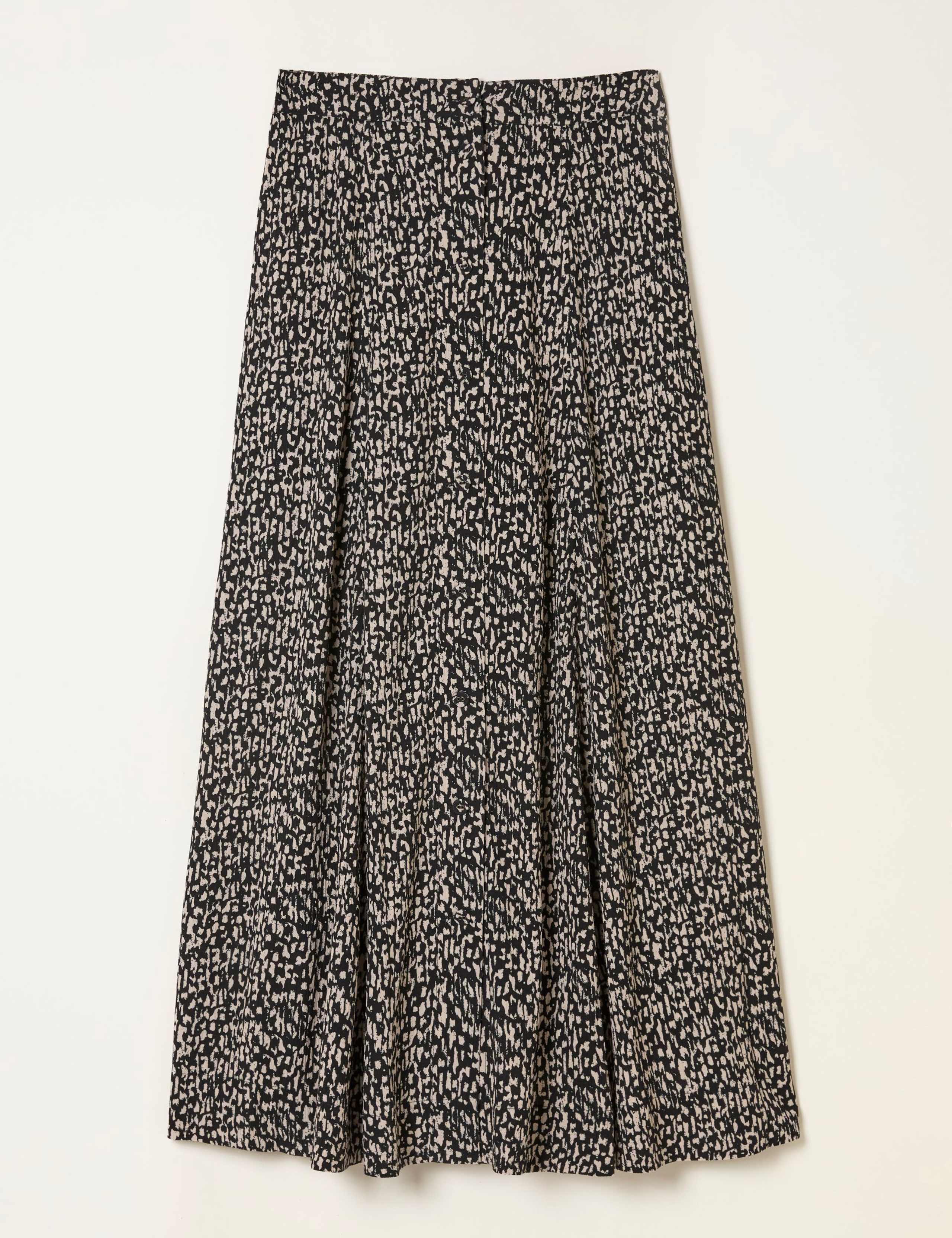 Printed Button Front A-Line Midi Skirt 2 of 6
