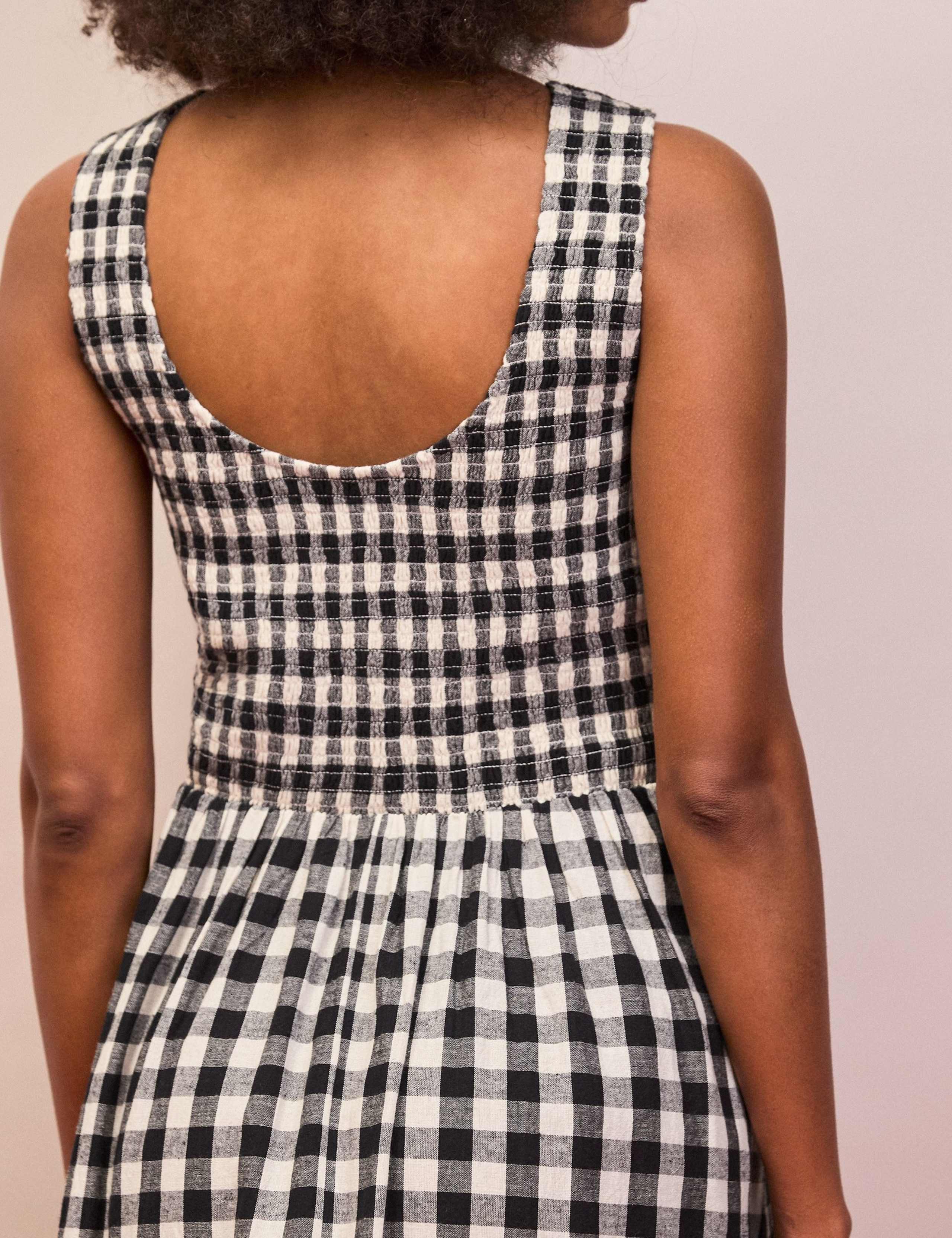 Gingham Midaxi Waisted Dress with Linen 4 of 4