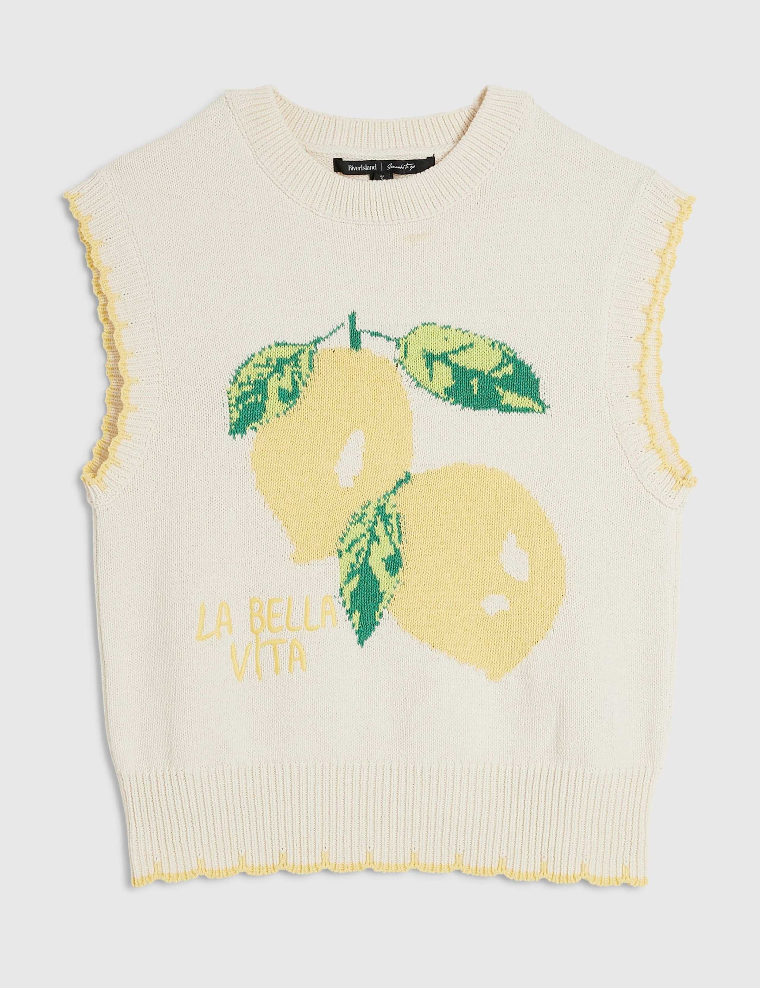 Pure Cotton Lemon Whipstitch Knitted Vest 2 of 4