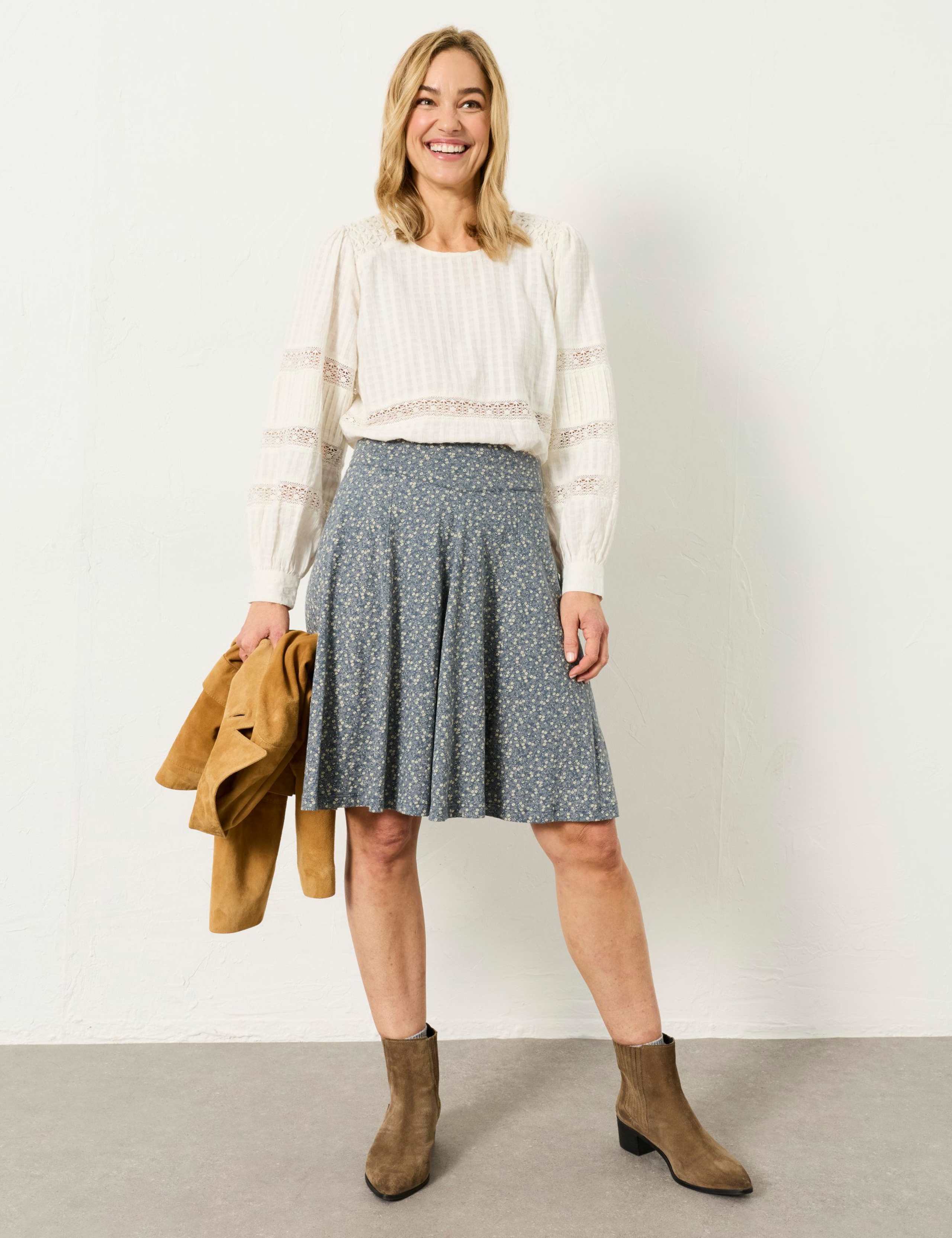 Cotton Rich Floral Mini A-Line Skirt 4 of 6