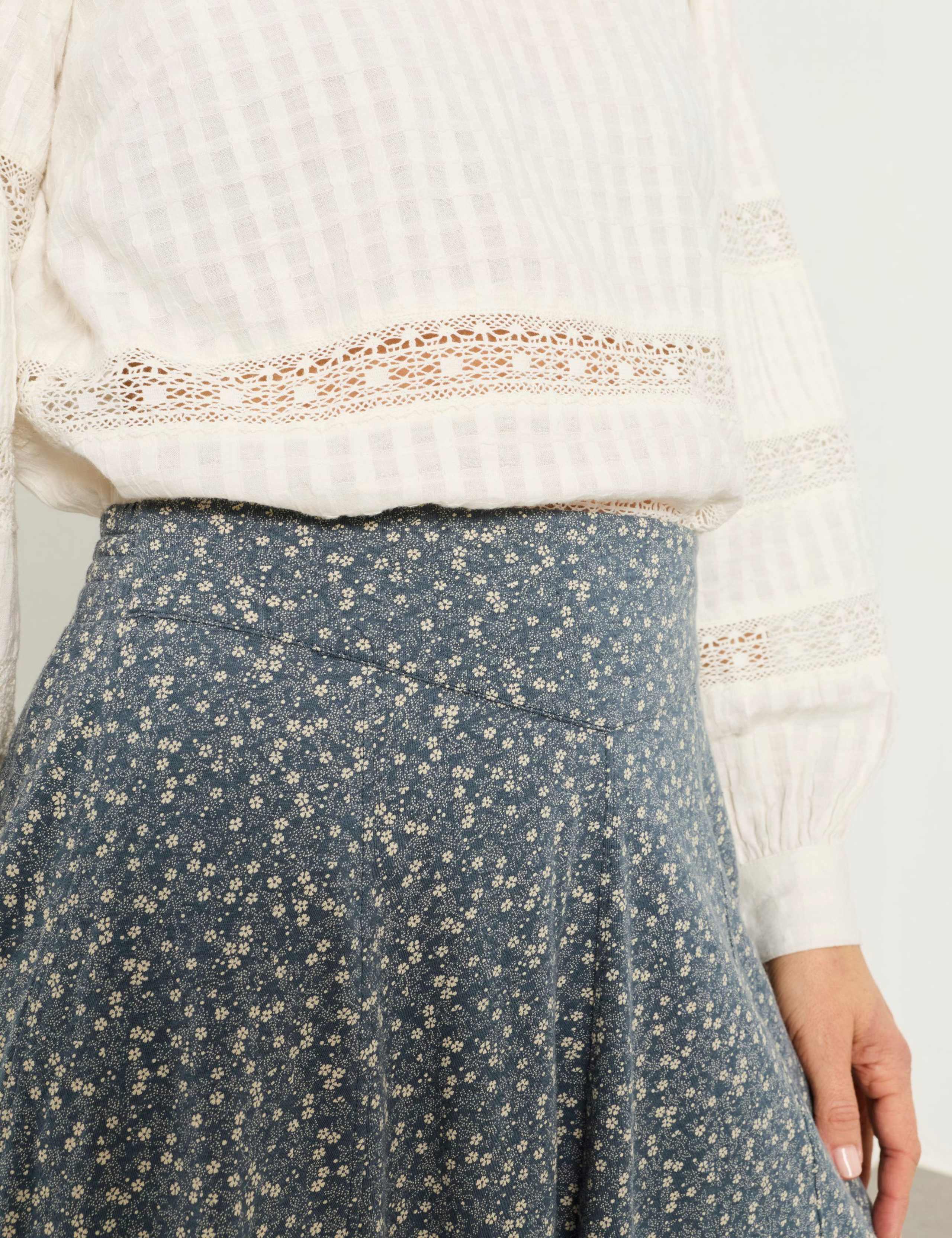 Cotton Rich Floral Mini A-Line Skirt 5 of 6