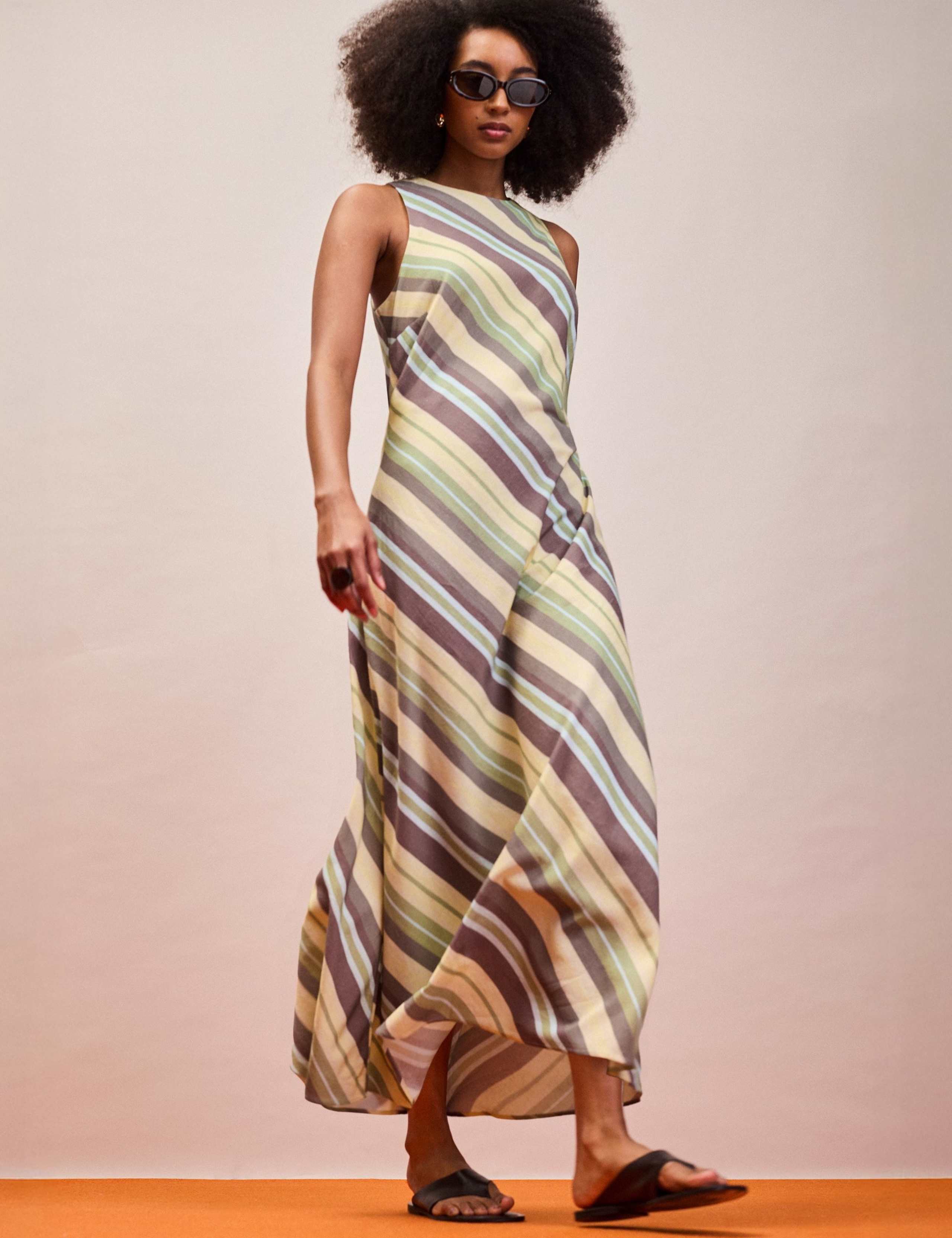 Cotton Blend Striped Midaxi Column Dress 2 of 4