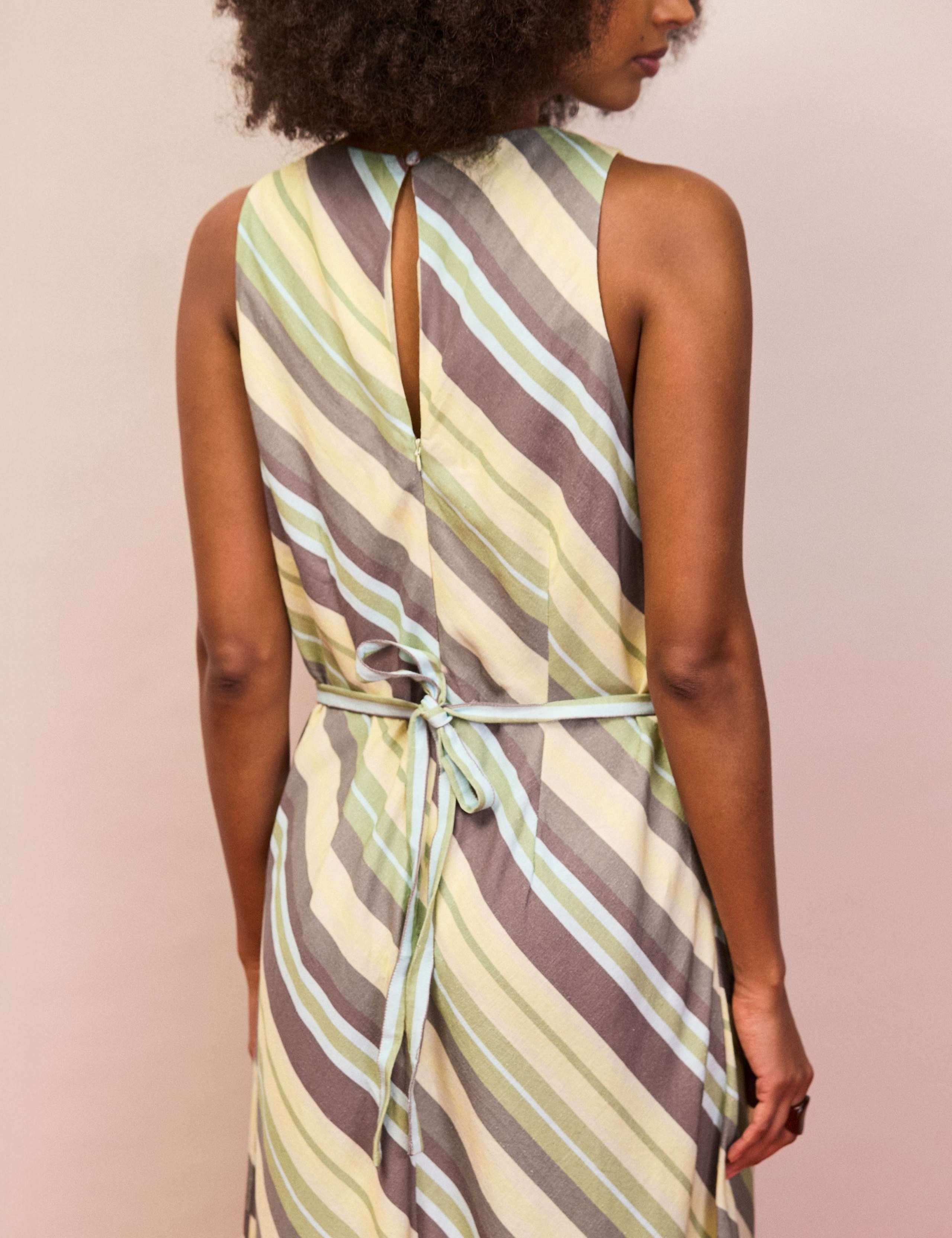 Cotton Blend Striped Midaxi Column Dress 3 of 4