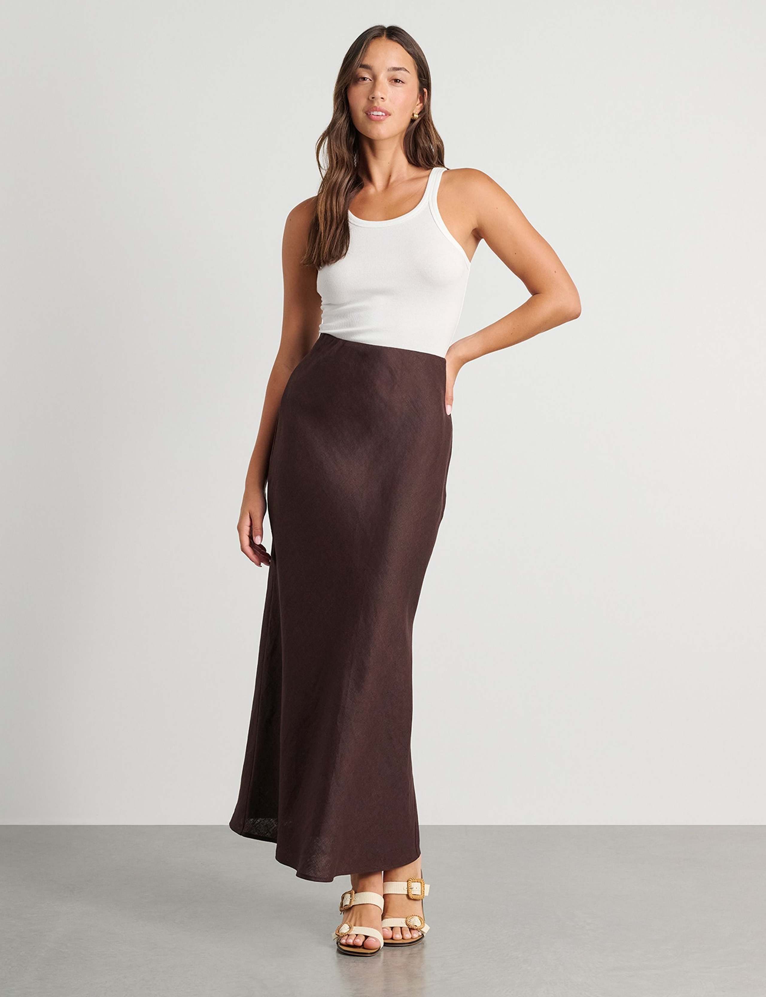 Pure Linen Maxi Slip Skirt 2 of 4