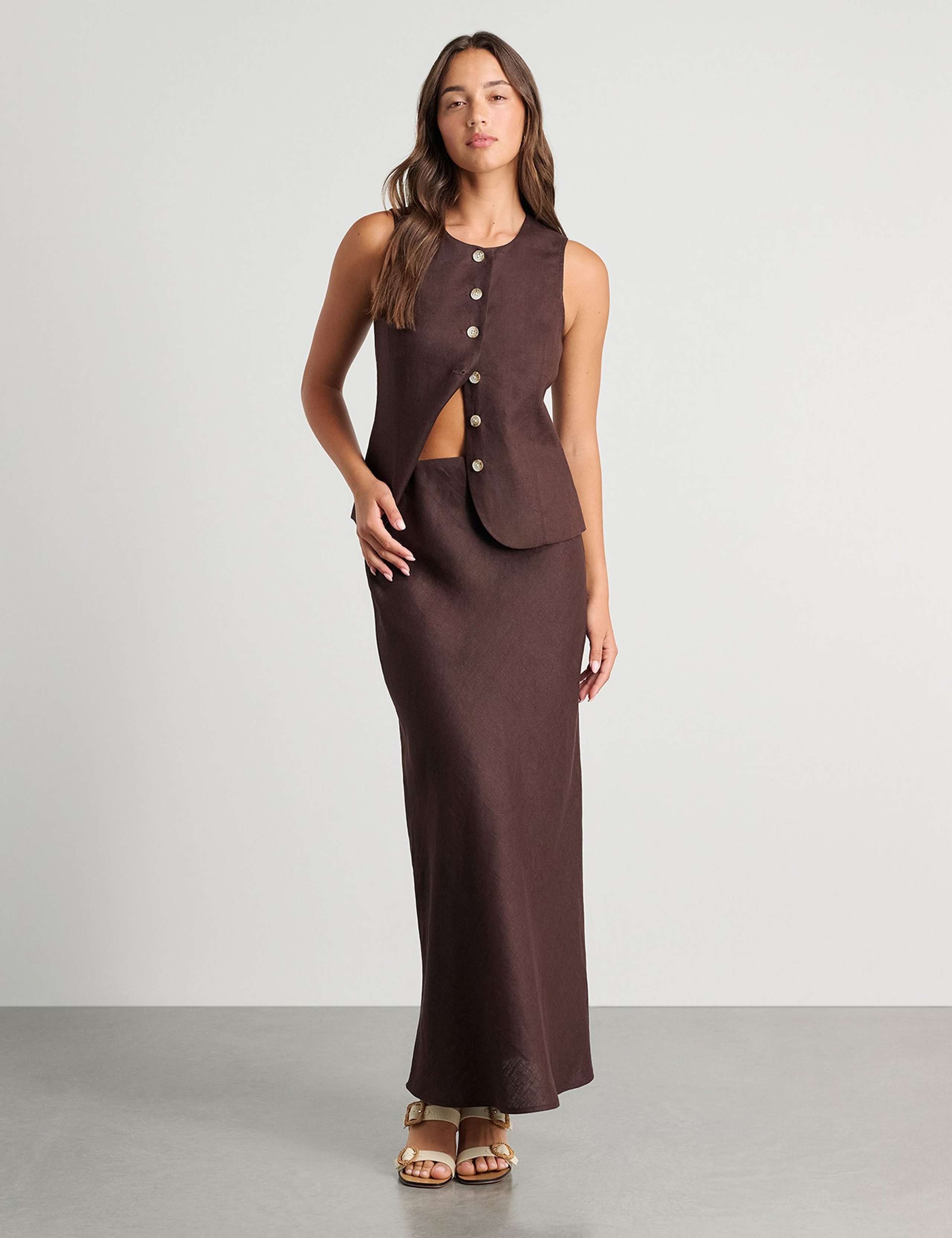 Pure Linen Maxi Slip Skirt 3 of 4