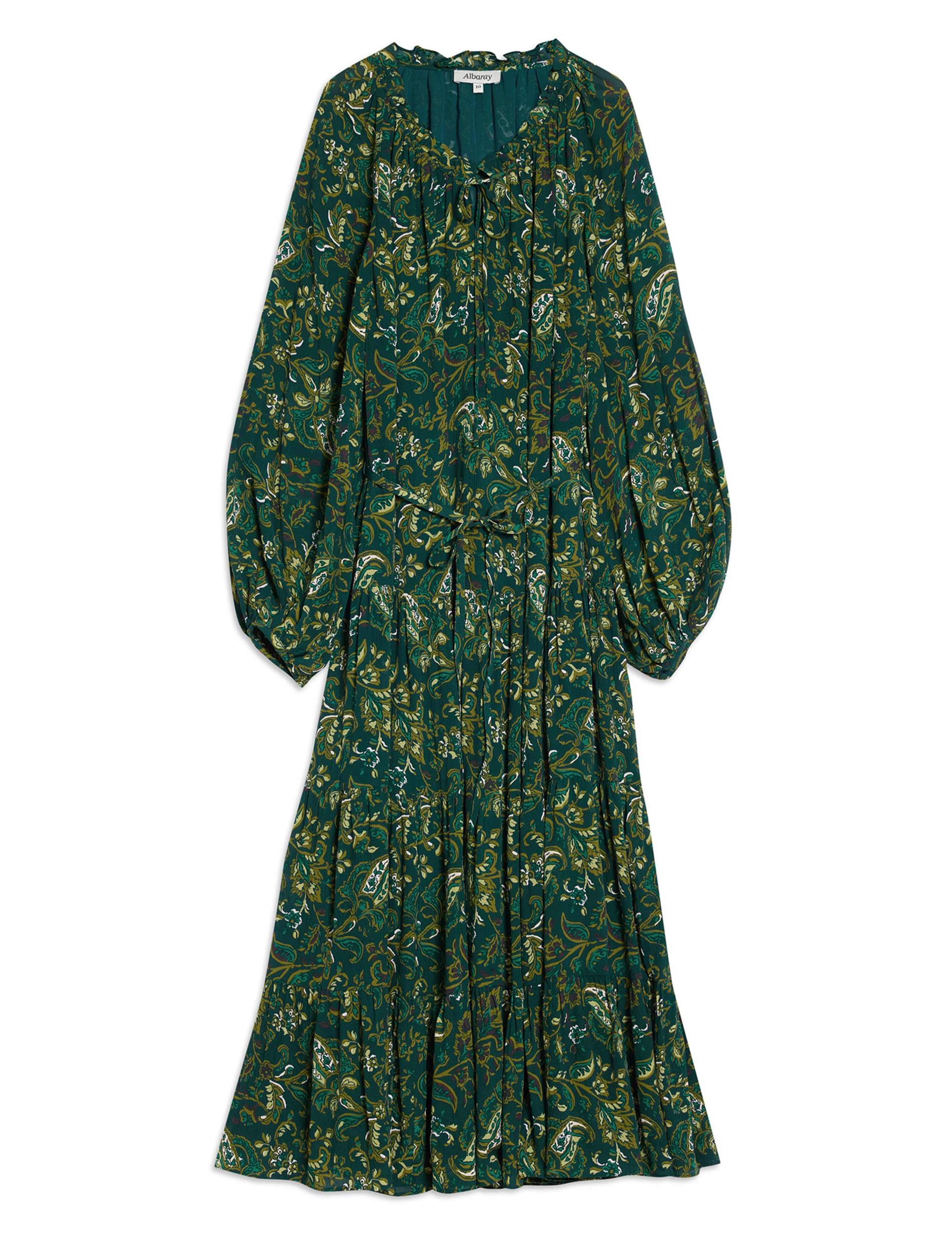 Paisley Tie Neck Midi Relaxed Tiered Dress 2 of 6