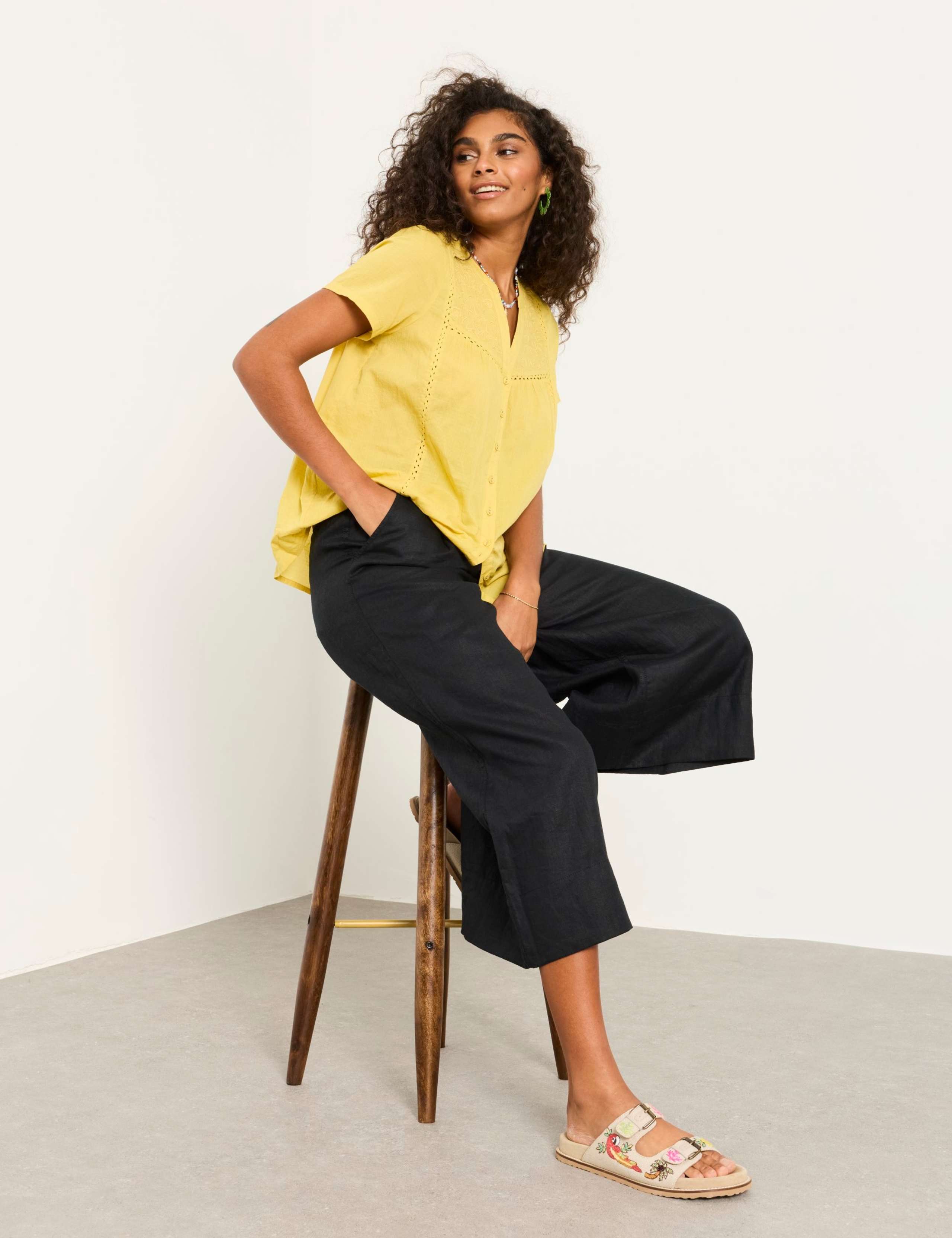 Pure Linen Wide Leg Cropped Trousers 6 of 6