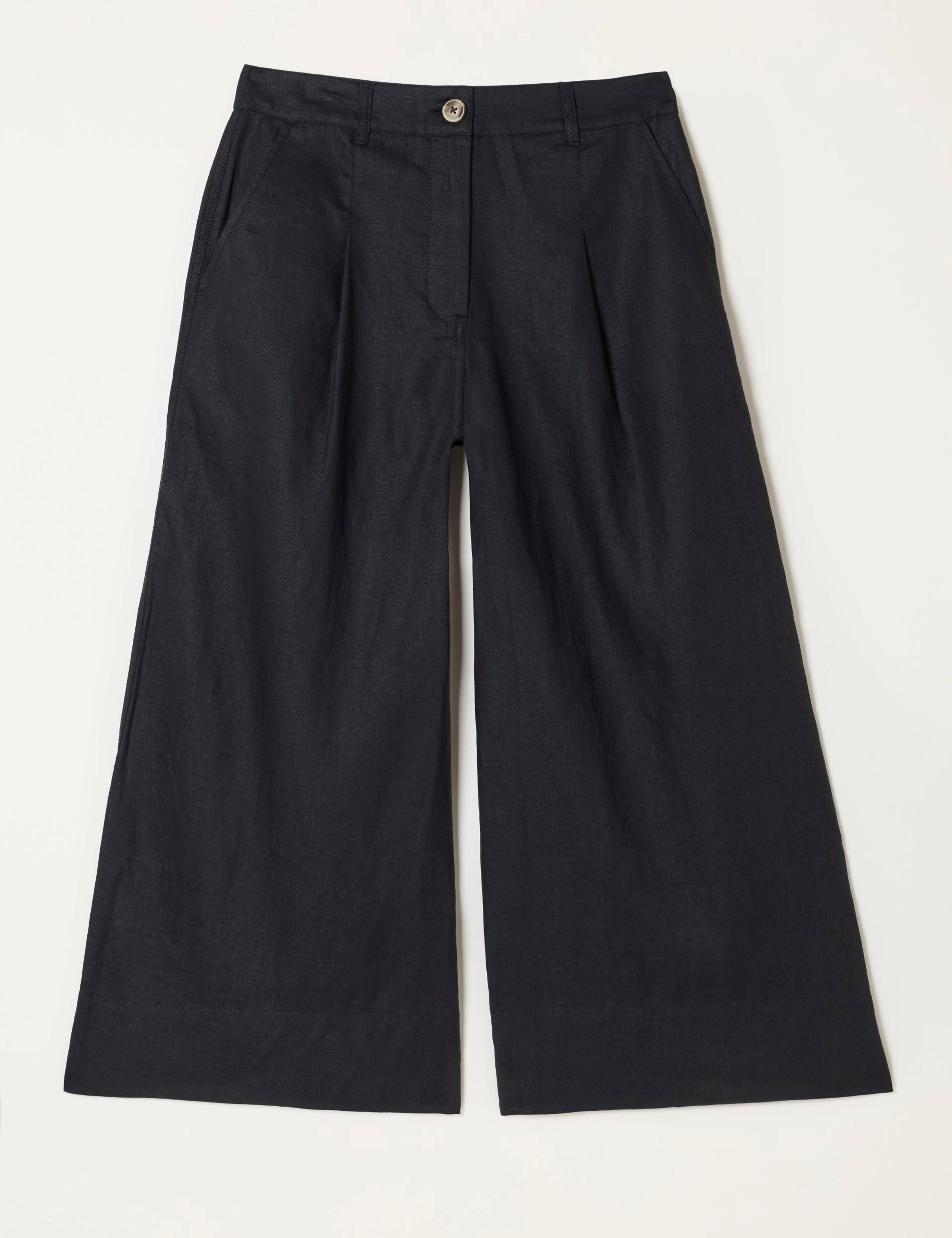 Pure Linen Wide Leg Cropped Trousers 2 of 6