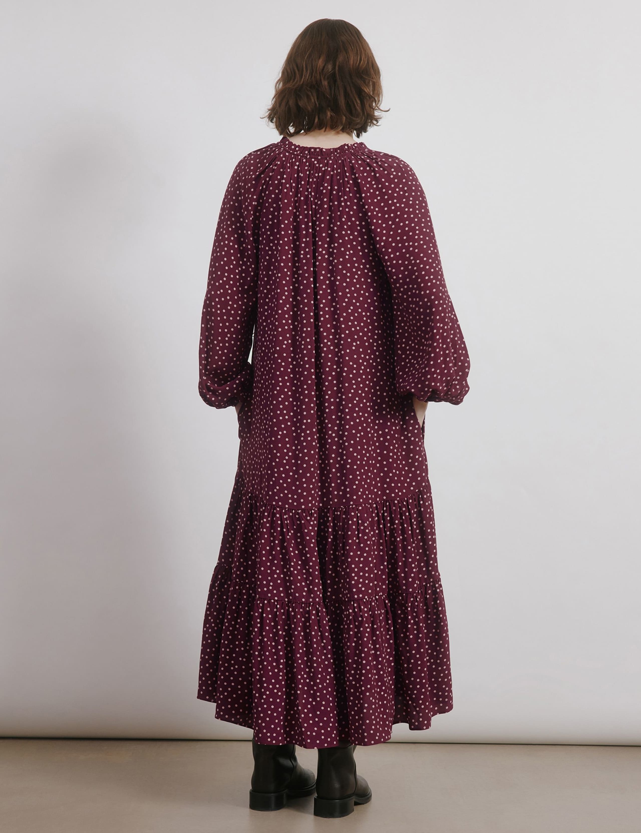 Polka Dot V-Neck Midi Tiered Dress 4 of 5