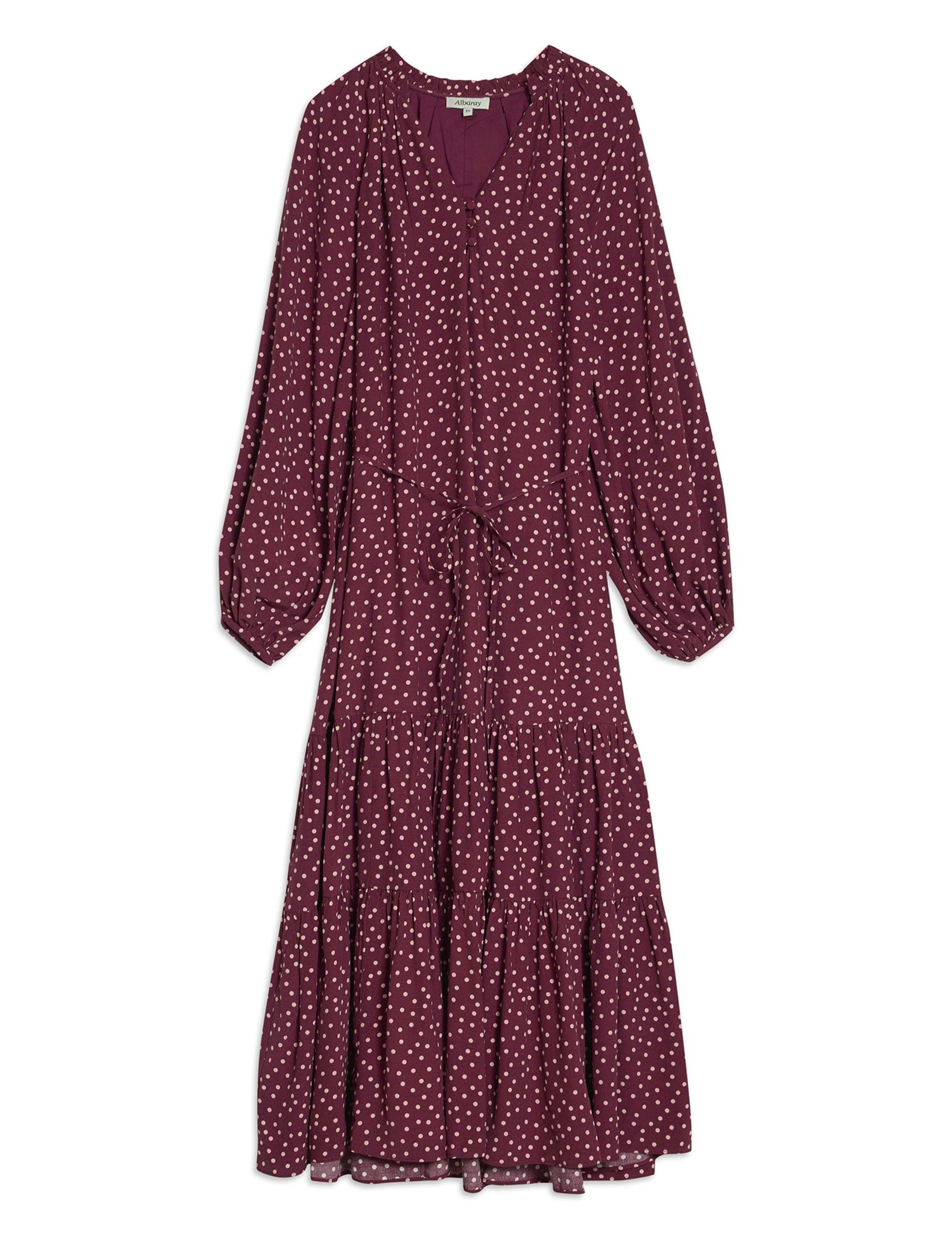 Polka Dot V-Neck Midi Tiered Dress 2 of 5