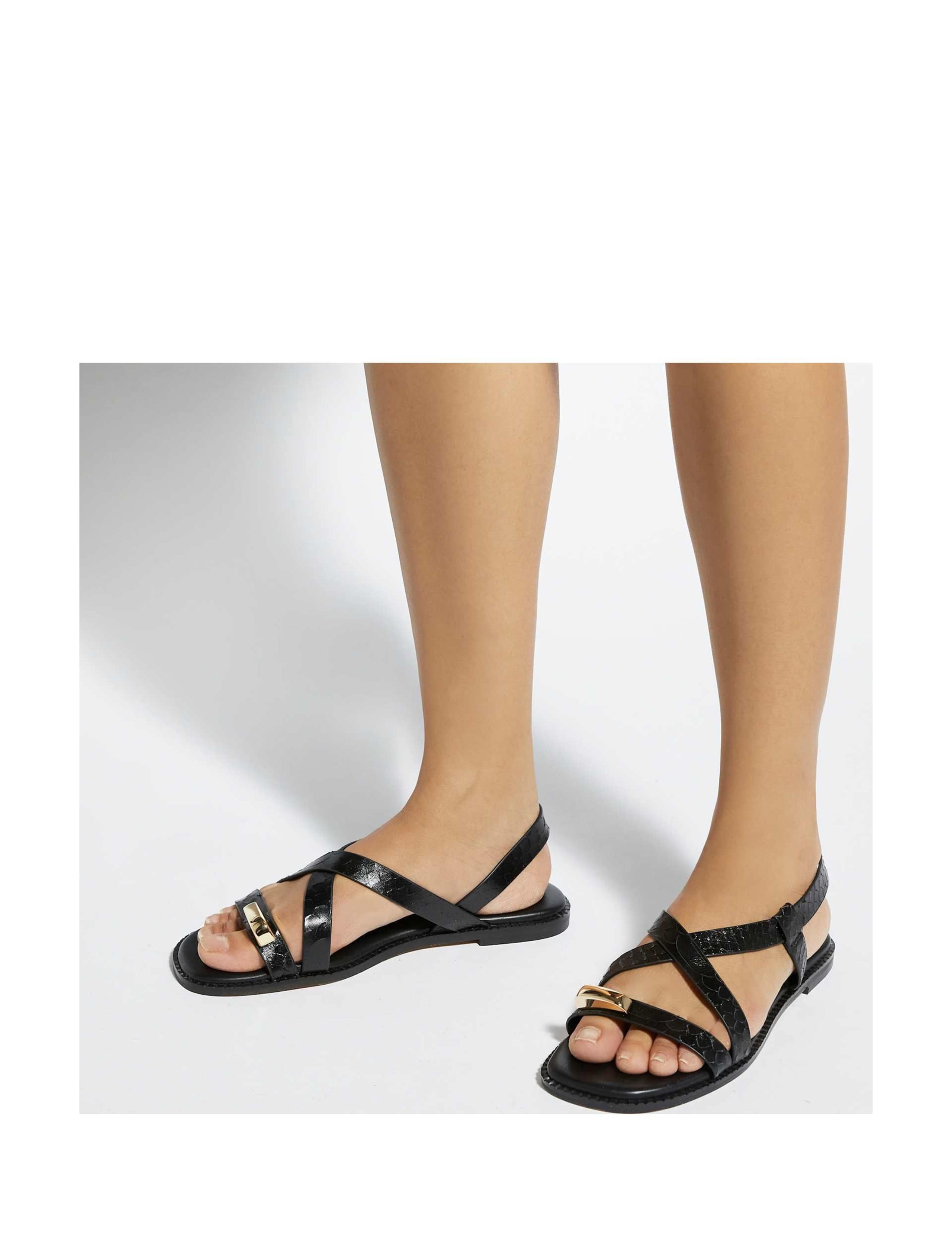 Leather Ankle Strap Flat Sandals 4 of 5
