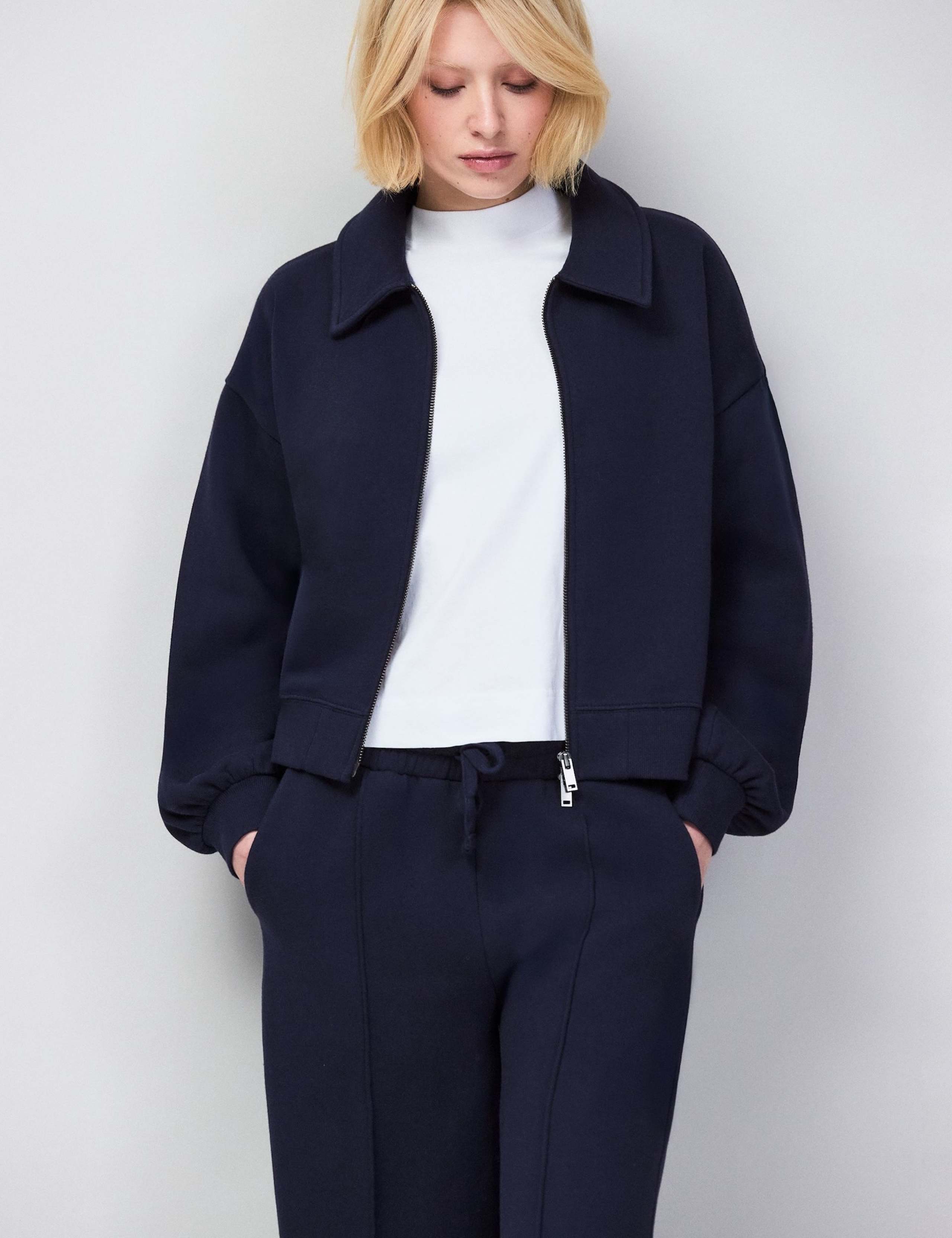 Cotton Rich Collared Sweatshirt Bomber Jacket 4 of 6