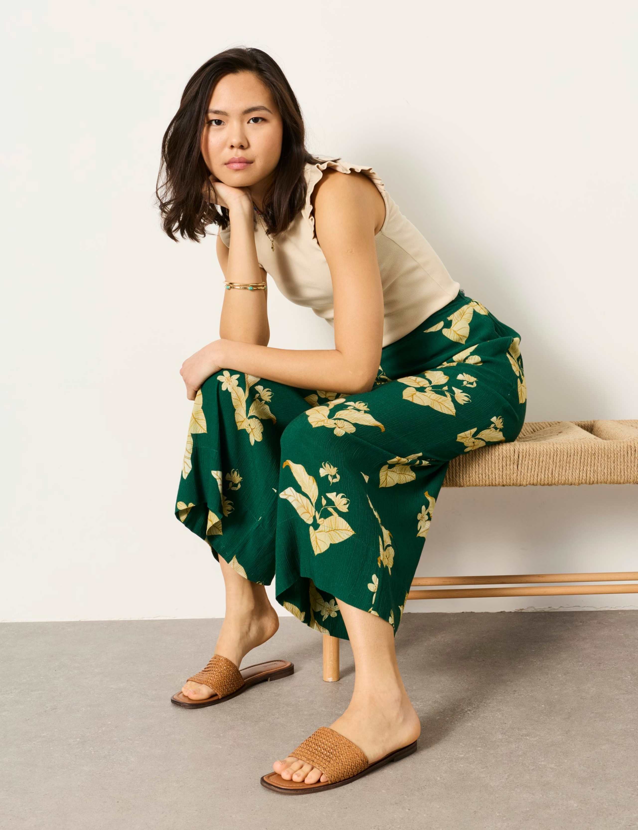 Floral Wide Leg Cropped Trousers 5 of 6