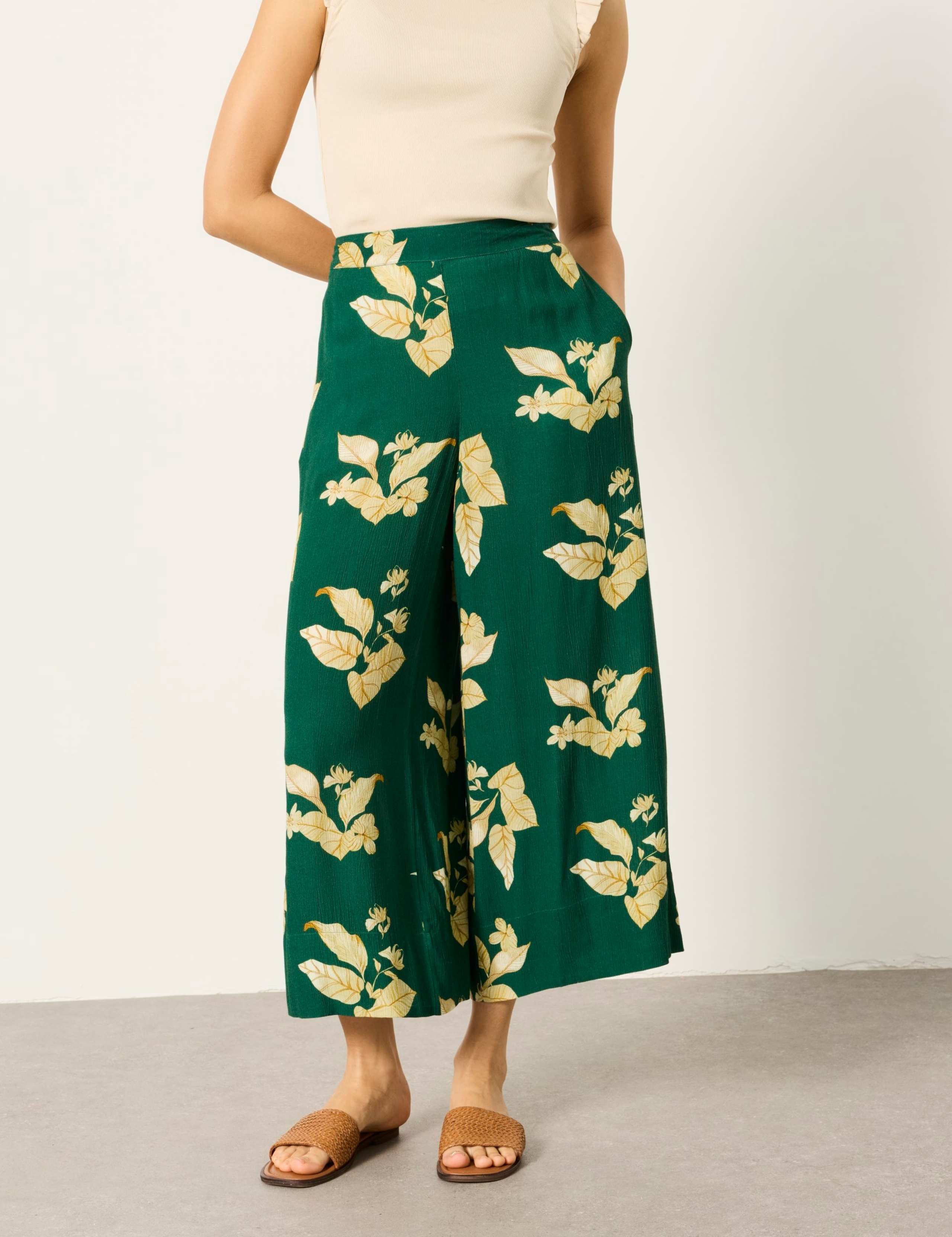 Floral Wide Leg Cropped Trousers 6 of 6