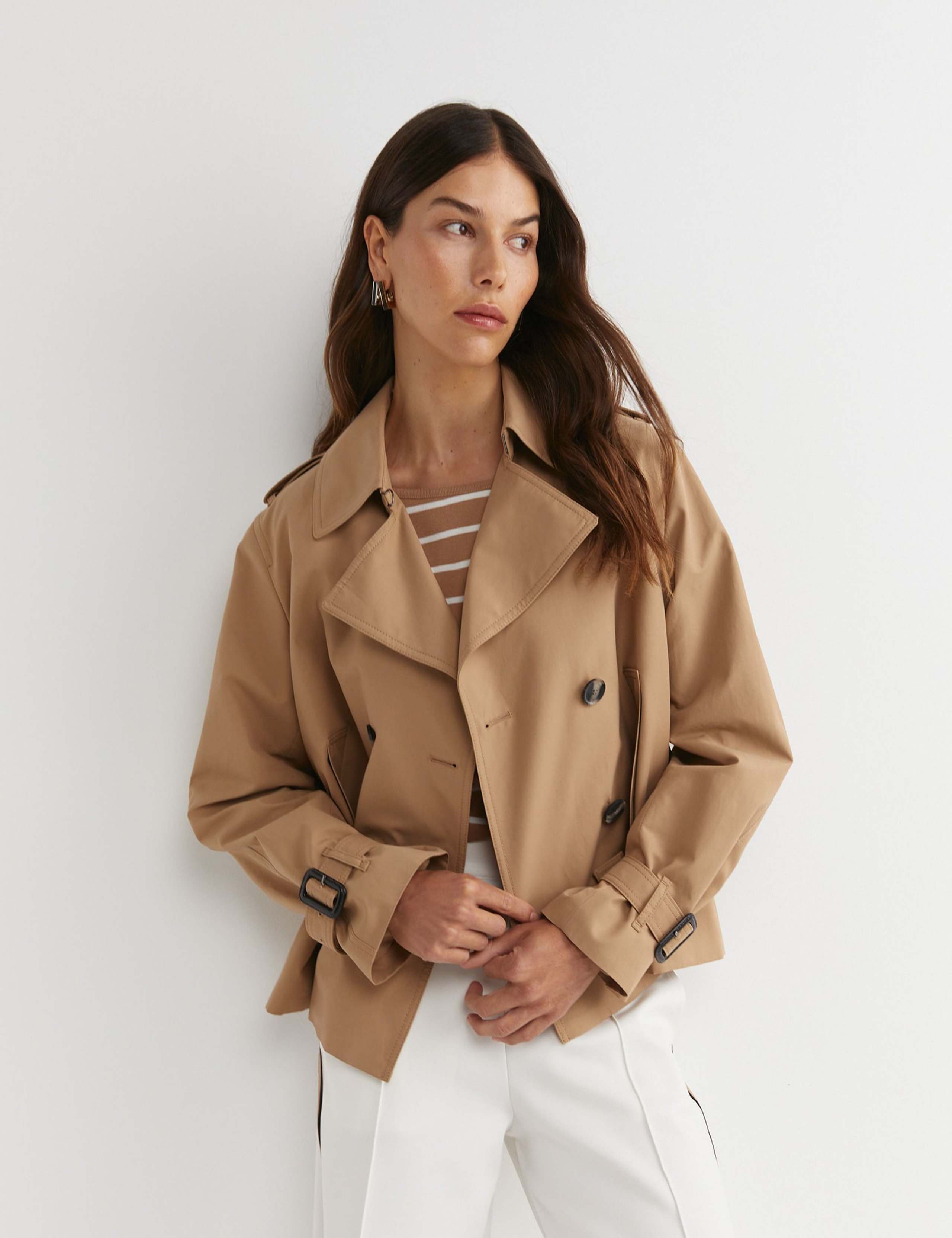 Cotton Rich Cropped Trench Coat 2 of 4