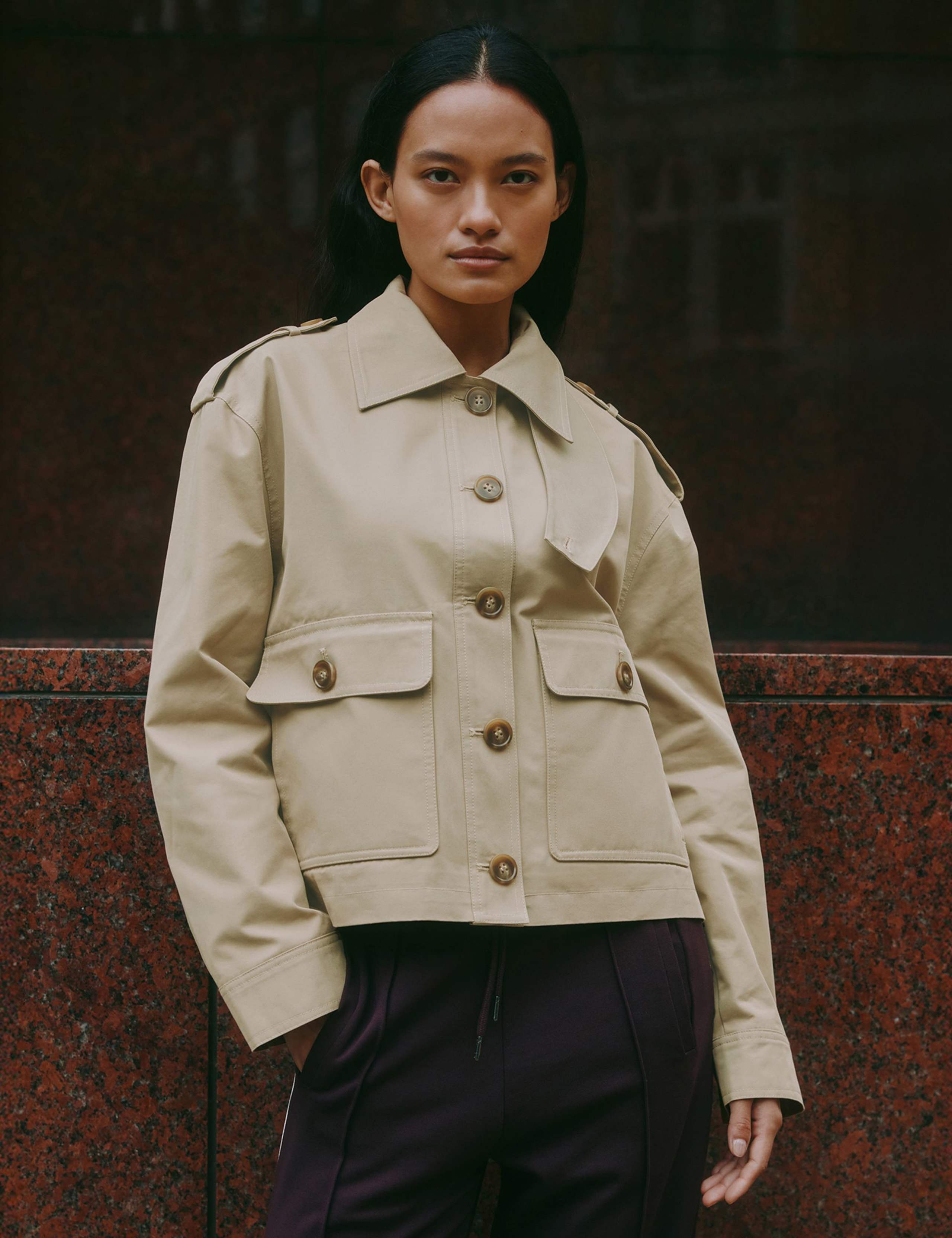 Cotton Rich Cropped Trench Coat 3 of 6