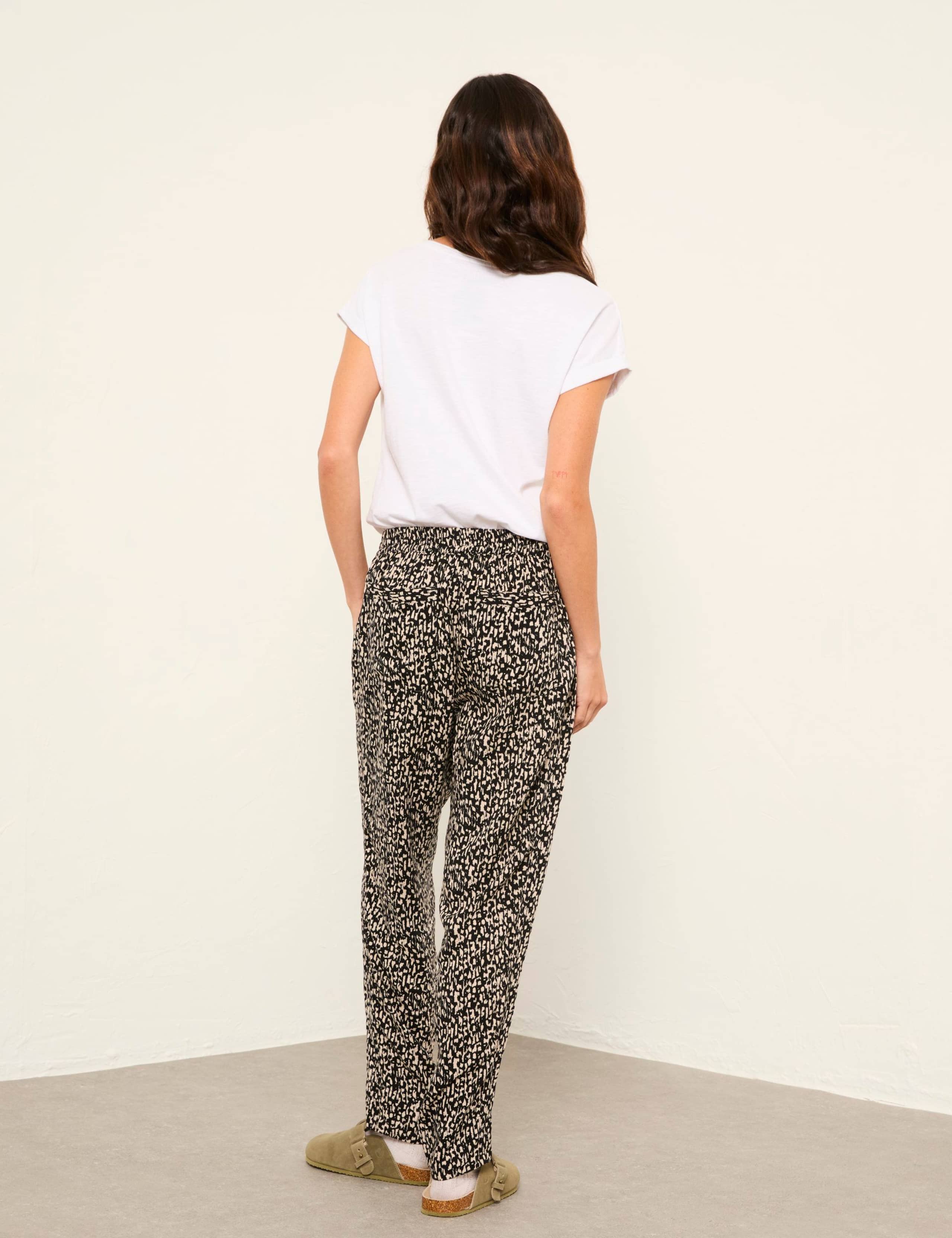 Printed Elasticated Waist Tapered Trousers 5 of 6