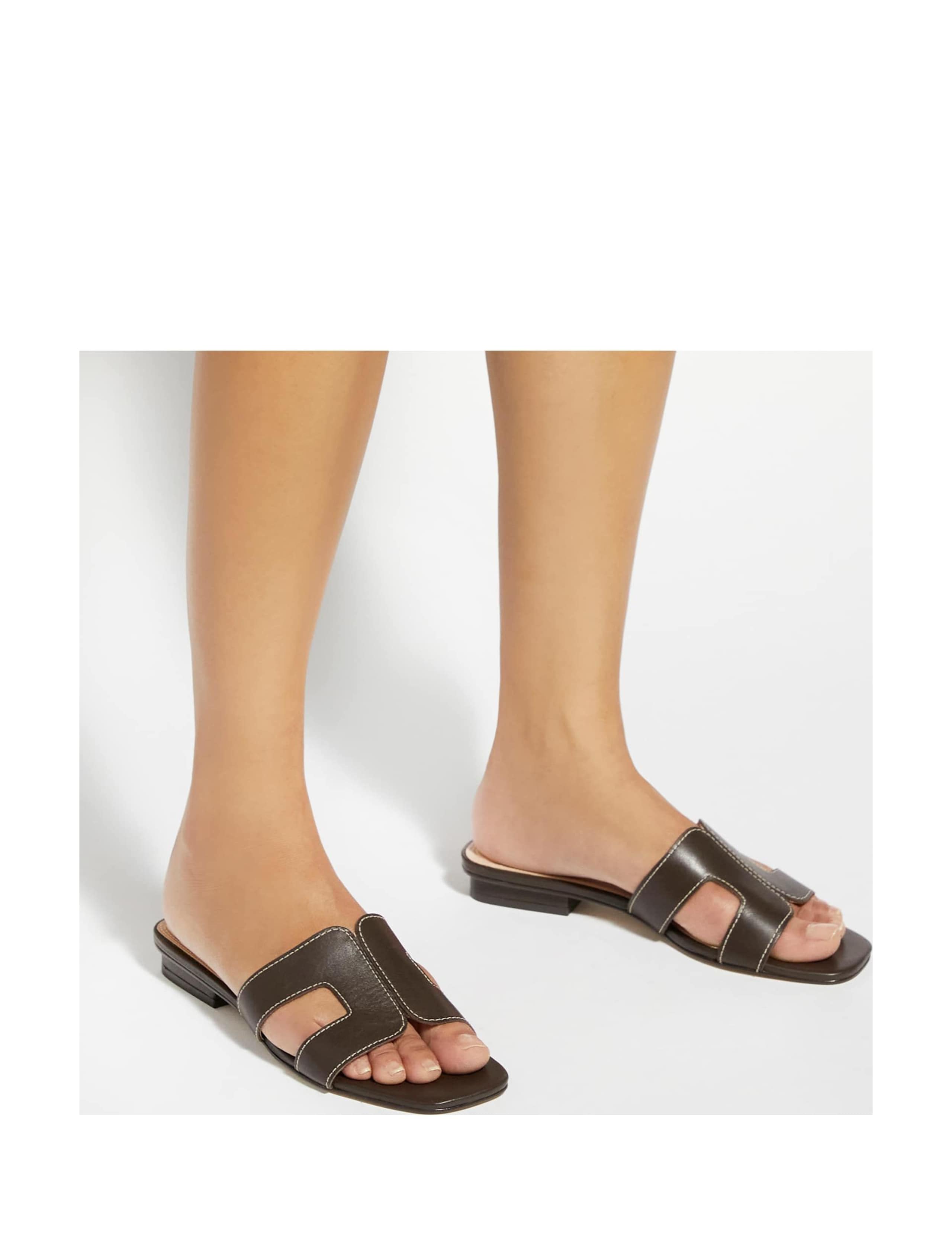 Leather Block Heel Sliders 5 of 6