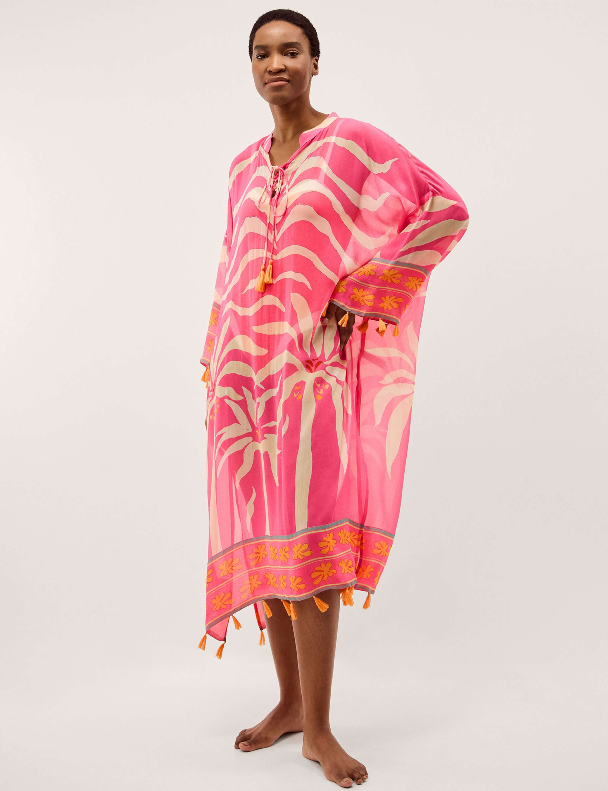 Palm Print Midi Beach Cover Up Kaftan 1 of 2