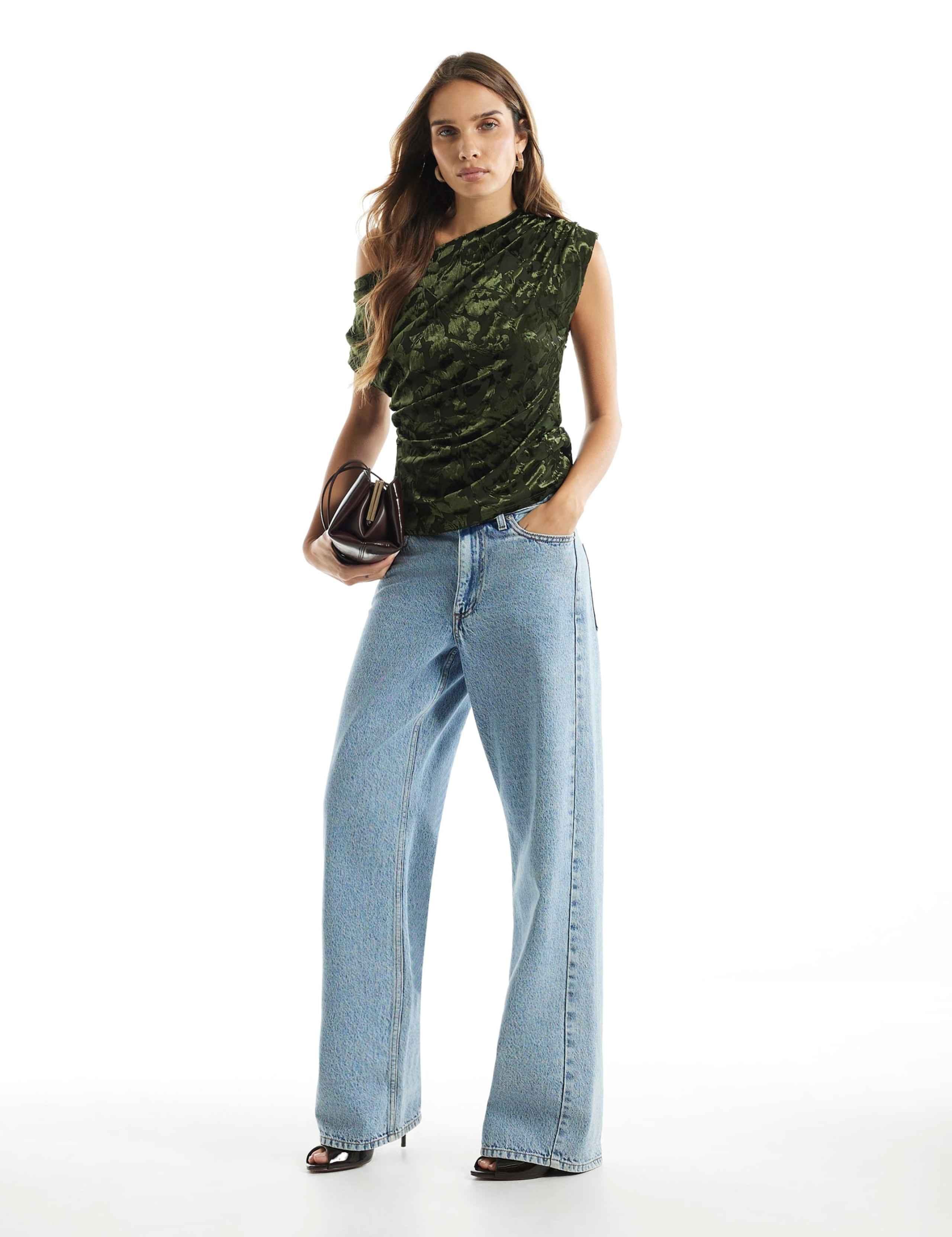 Velvet Sequin Off The Shoulder Ruched Top 4 of 6