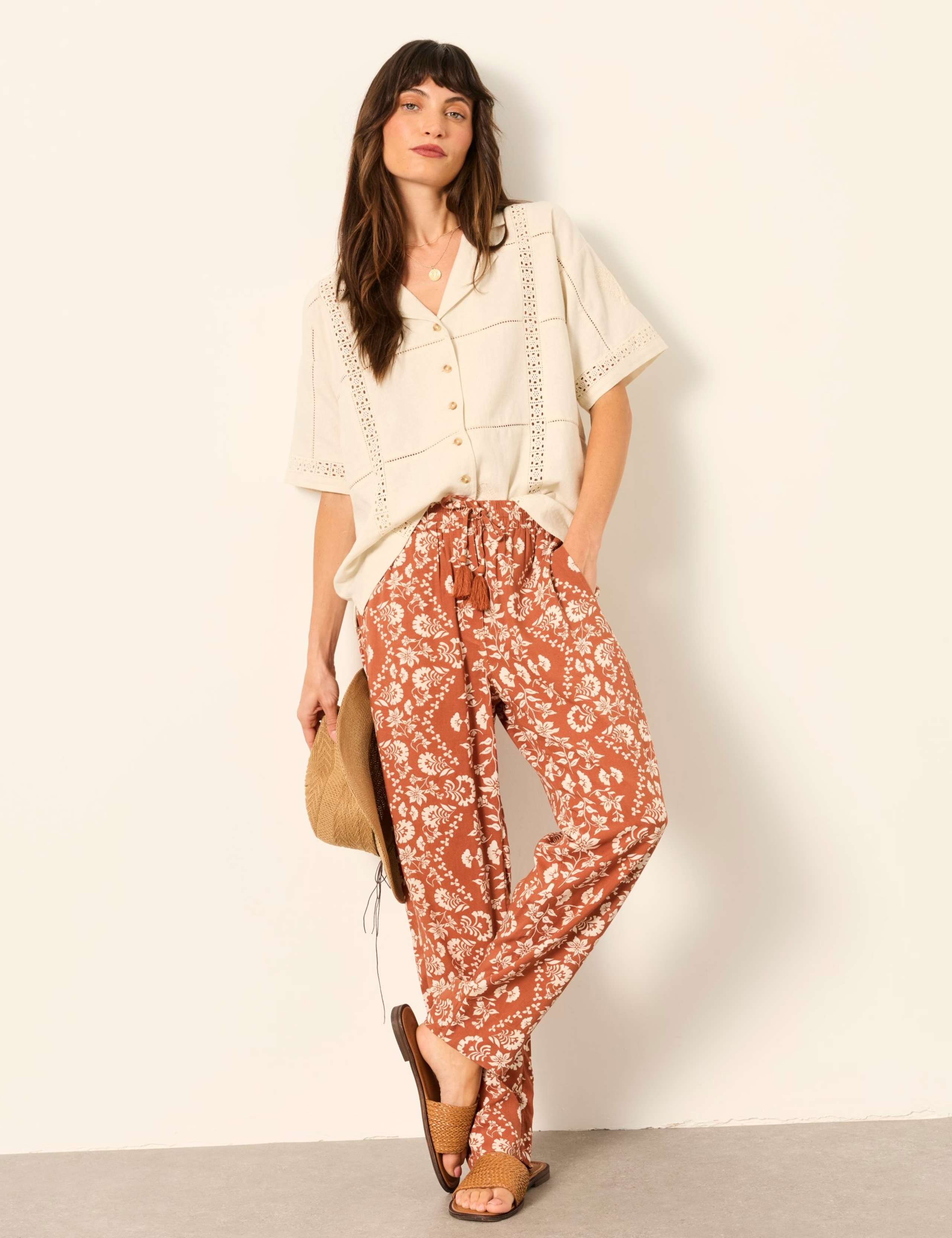 Floral Drawstring Pull On Trousers 4 of 7