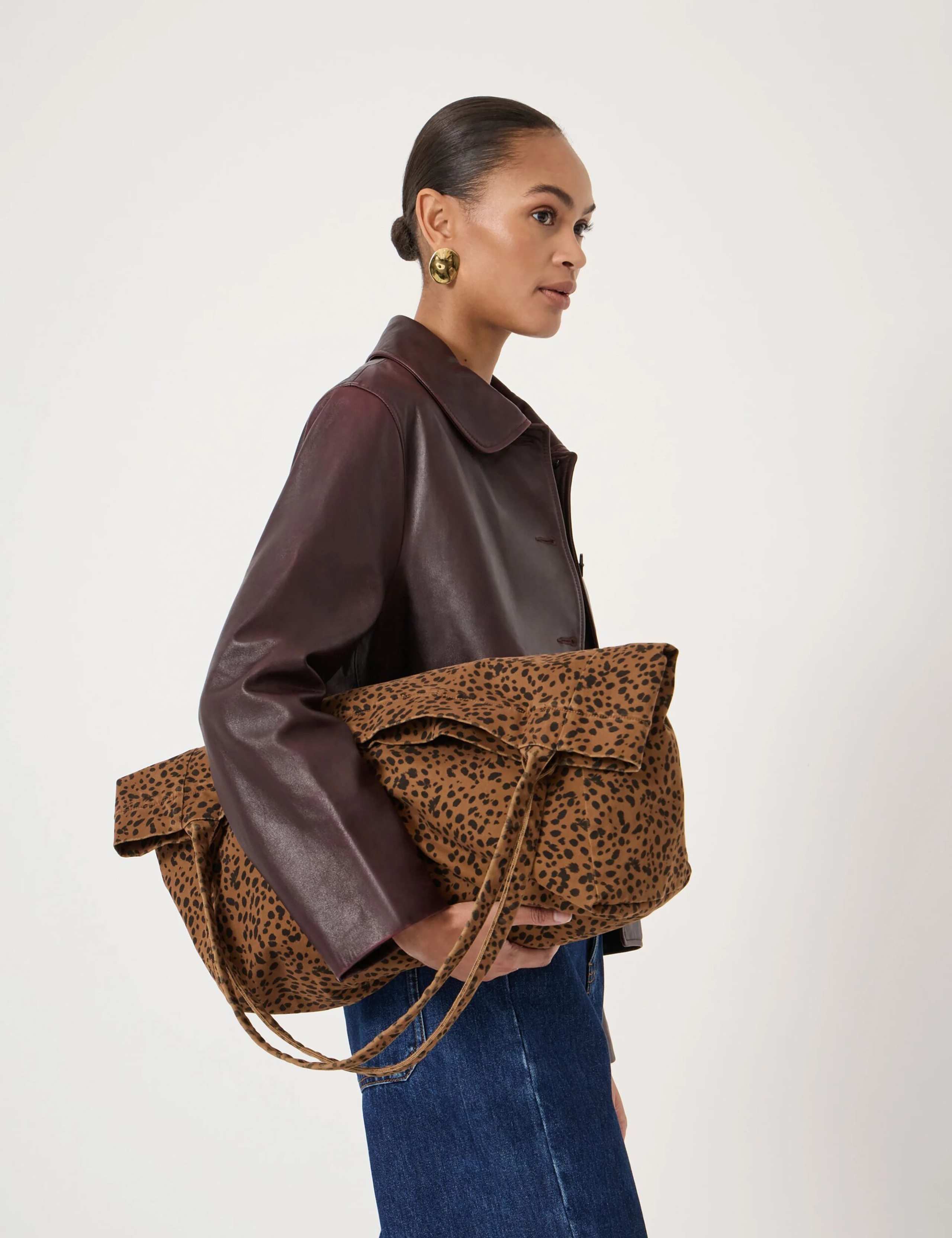 Pure Cotton Leopard Print Oversized Tote Bag 3 of 3