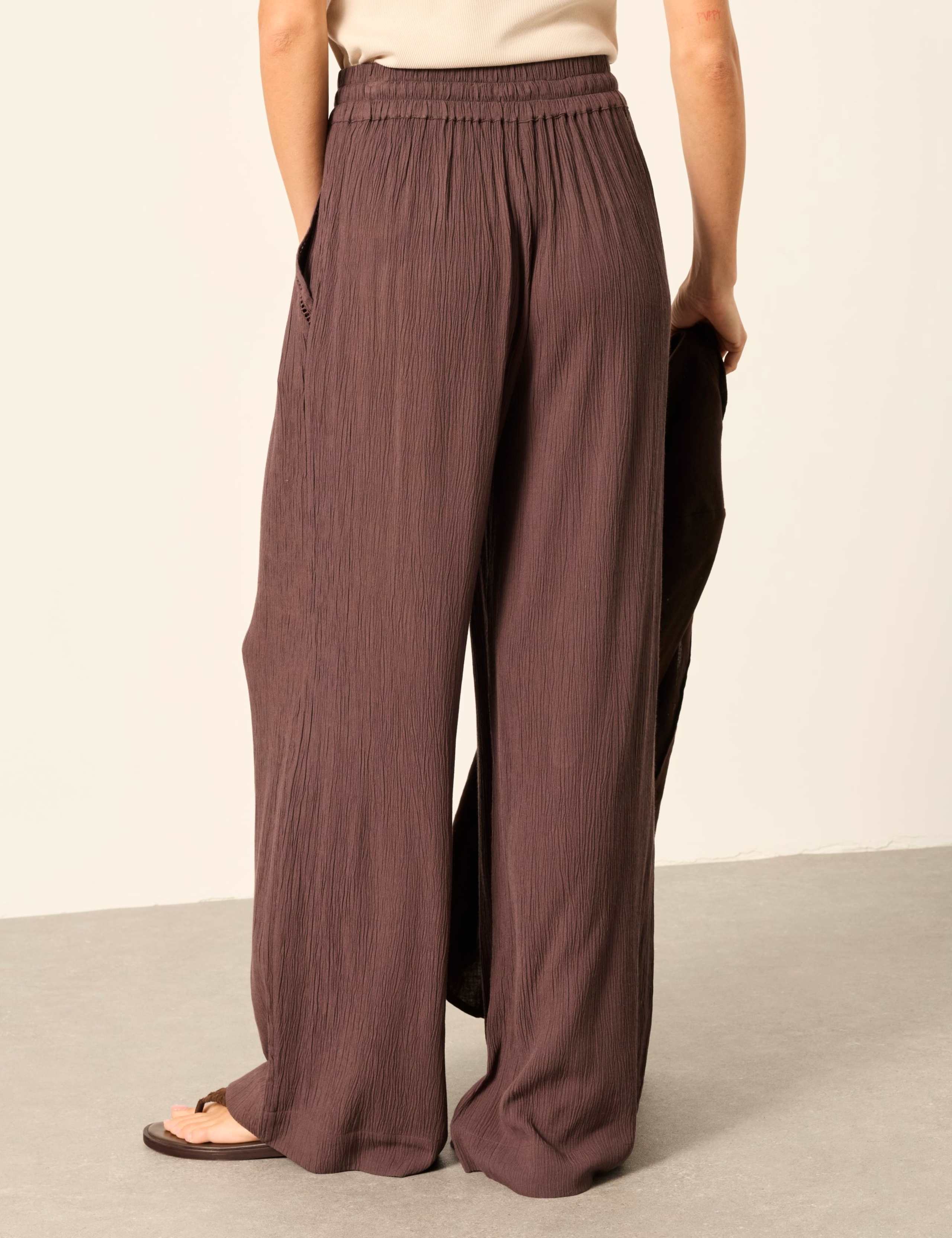 Textured Drawstring Pull On Trousers 3 of 7