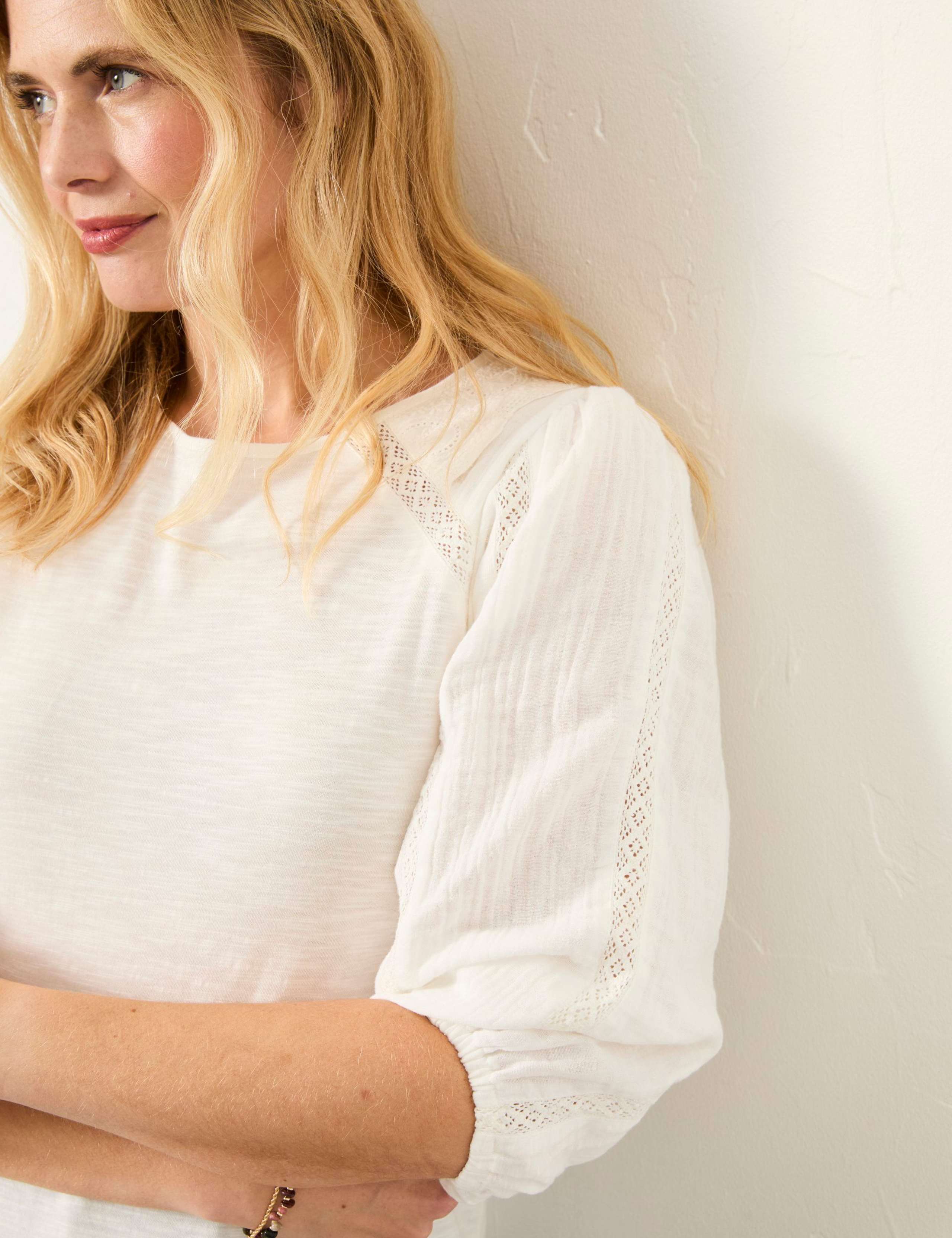 Cotton Modal Blend Broderie Ladder Lace Top 5 of 5