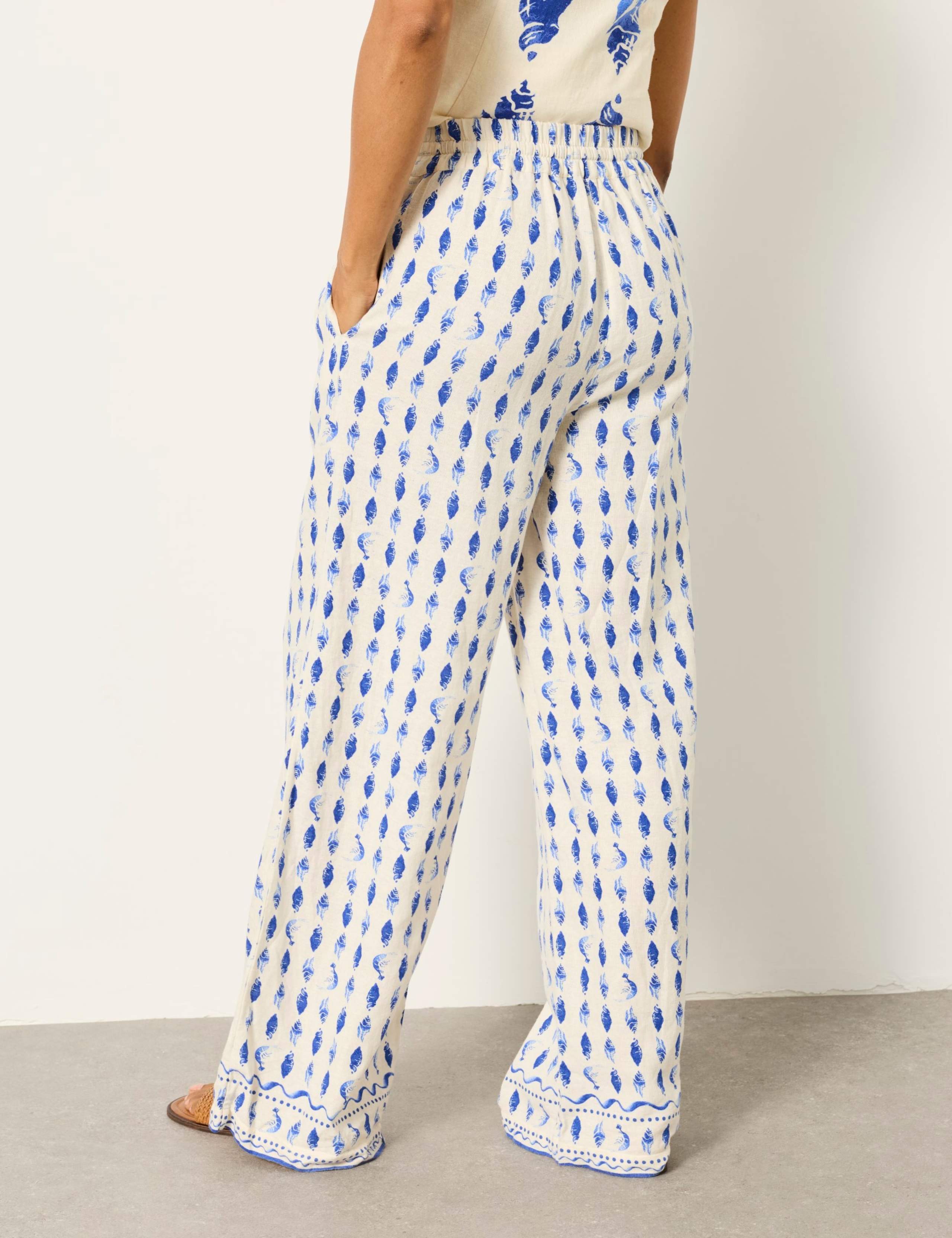 Linen Rich Shell Print Palazzo Trousers 3 of 5