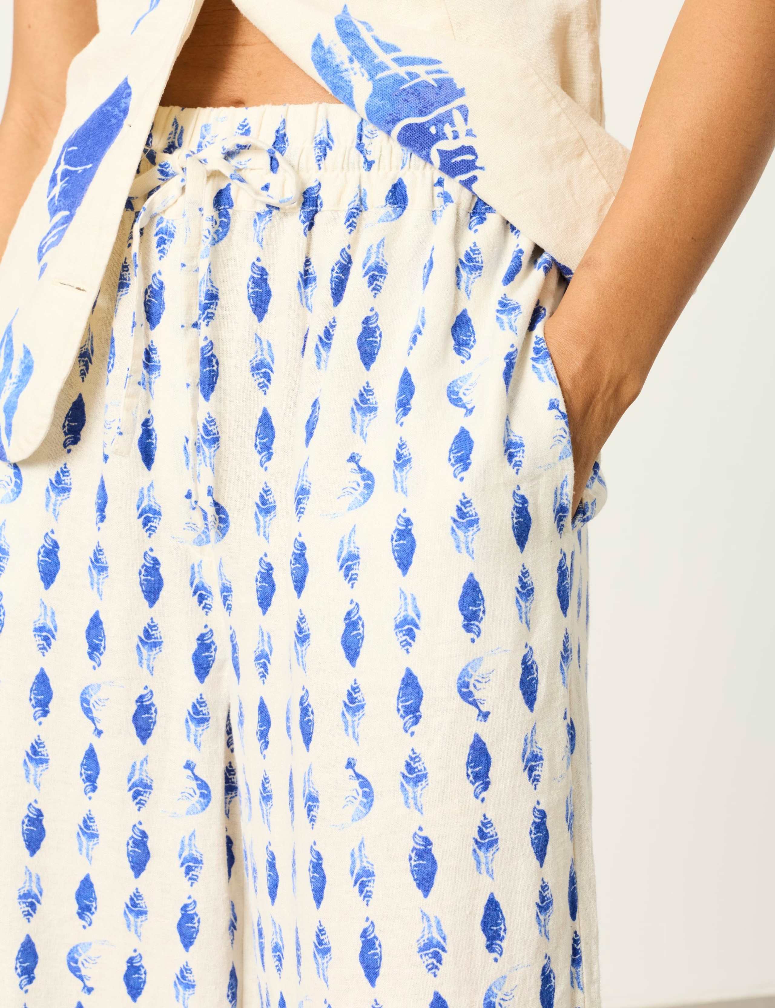 Linen Rich Shell Print Palazzo Trousers 4 of 5