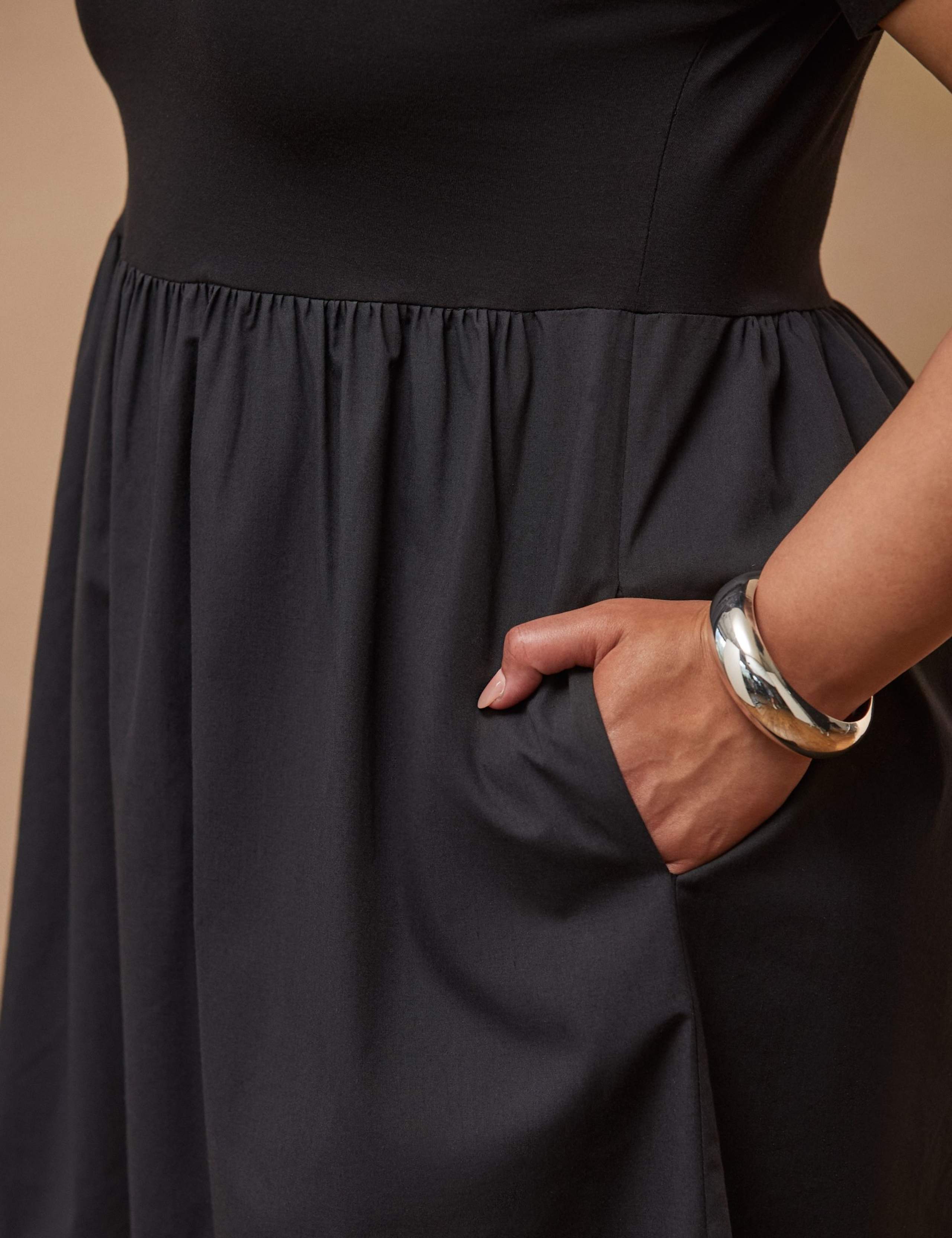 Cotton Blend V-Neck Midaxi T-Shirt Dress 3 of 5