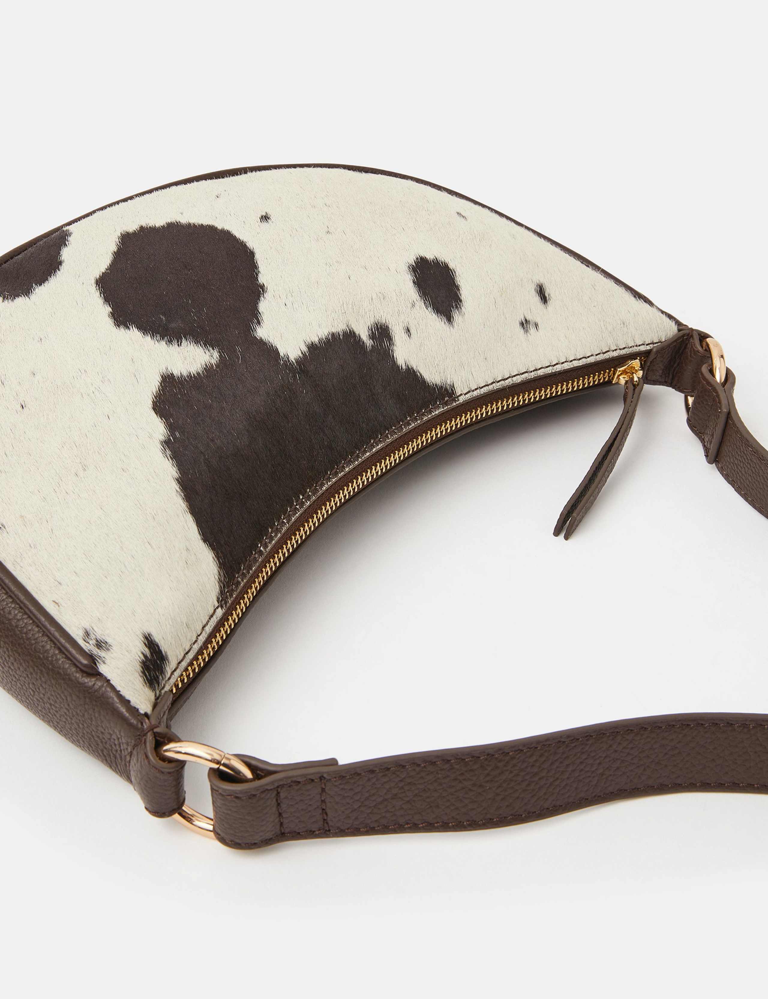 Leather Cow Print Cross Body Saddle Bag 3 of 4