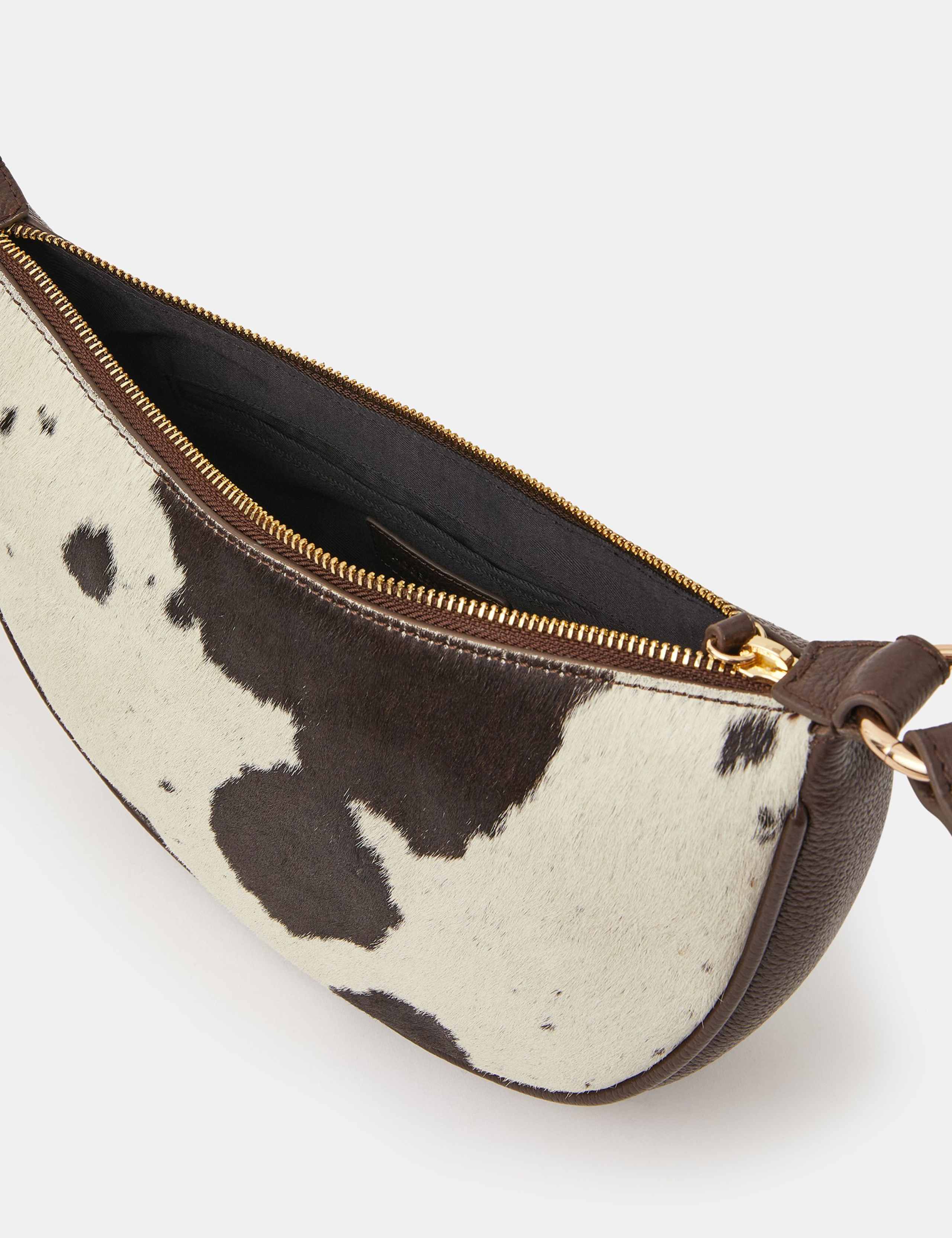 Leather Cow Print Cross Body Saddle Bag 4 of 4