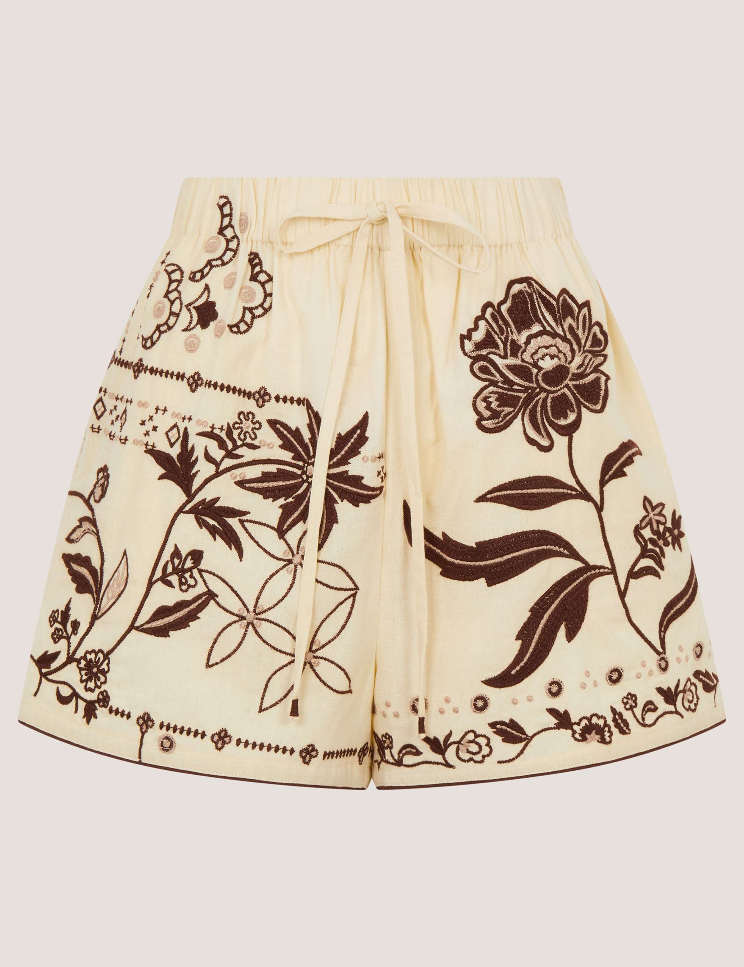 Floral Embroidered Shorts with Linen 2 of 5