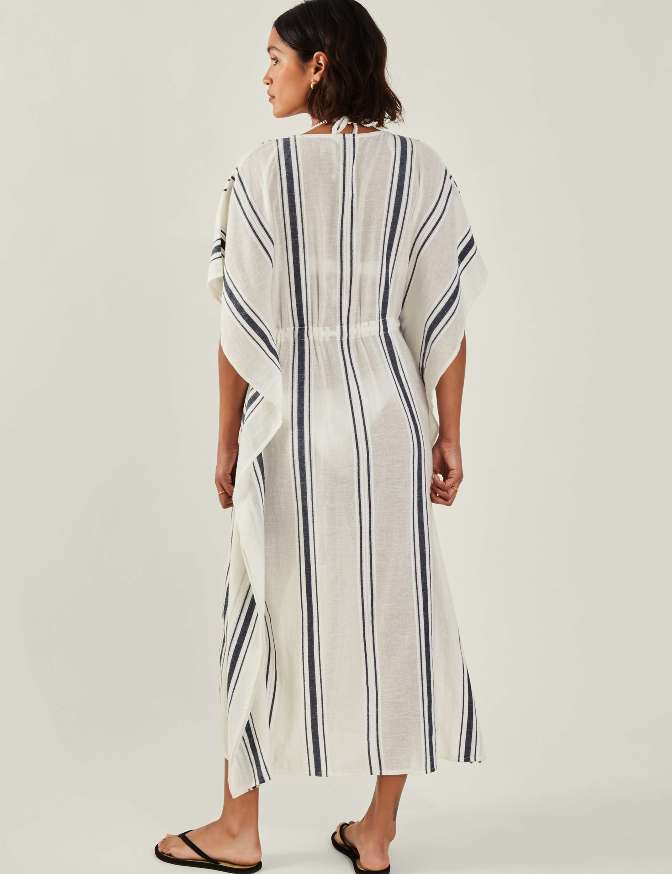Pure Cotton Striped Beach Cover Up Kaftan 3 of 4