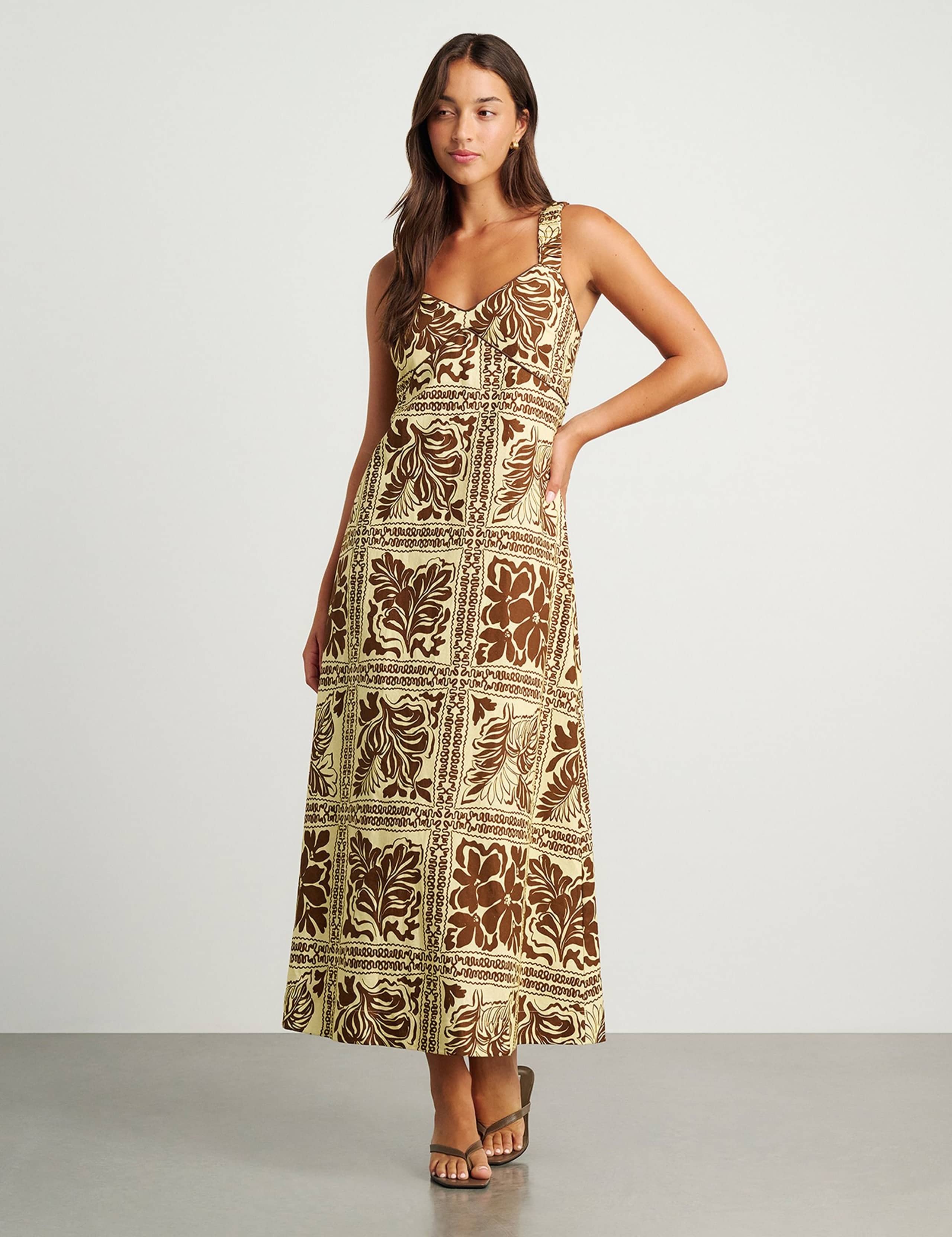Pure Linen Printed Midaxi Dress 2 of 6